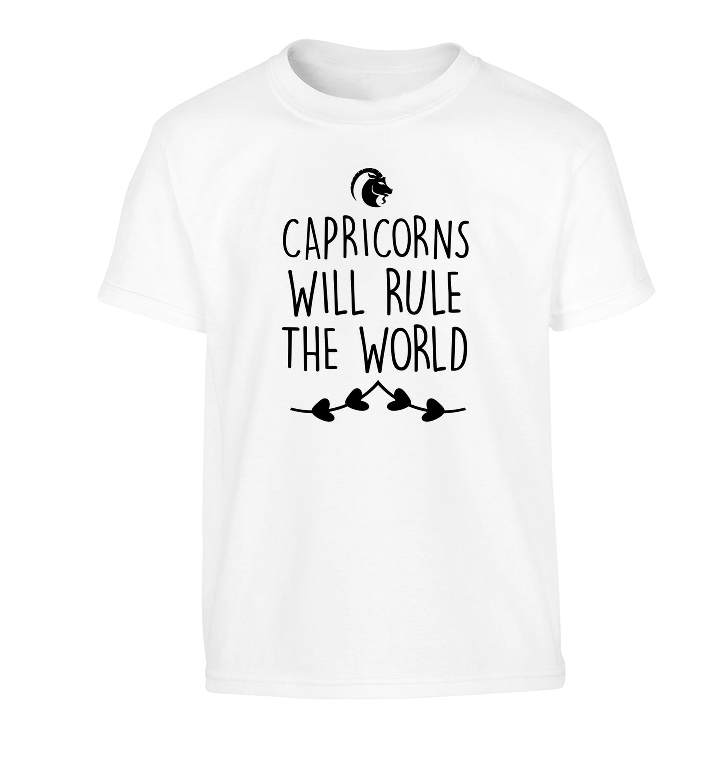 Capricorns will rule the world Children's white Tshirt 12-13 Years