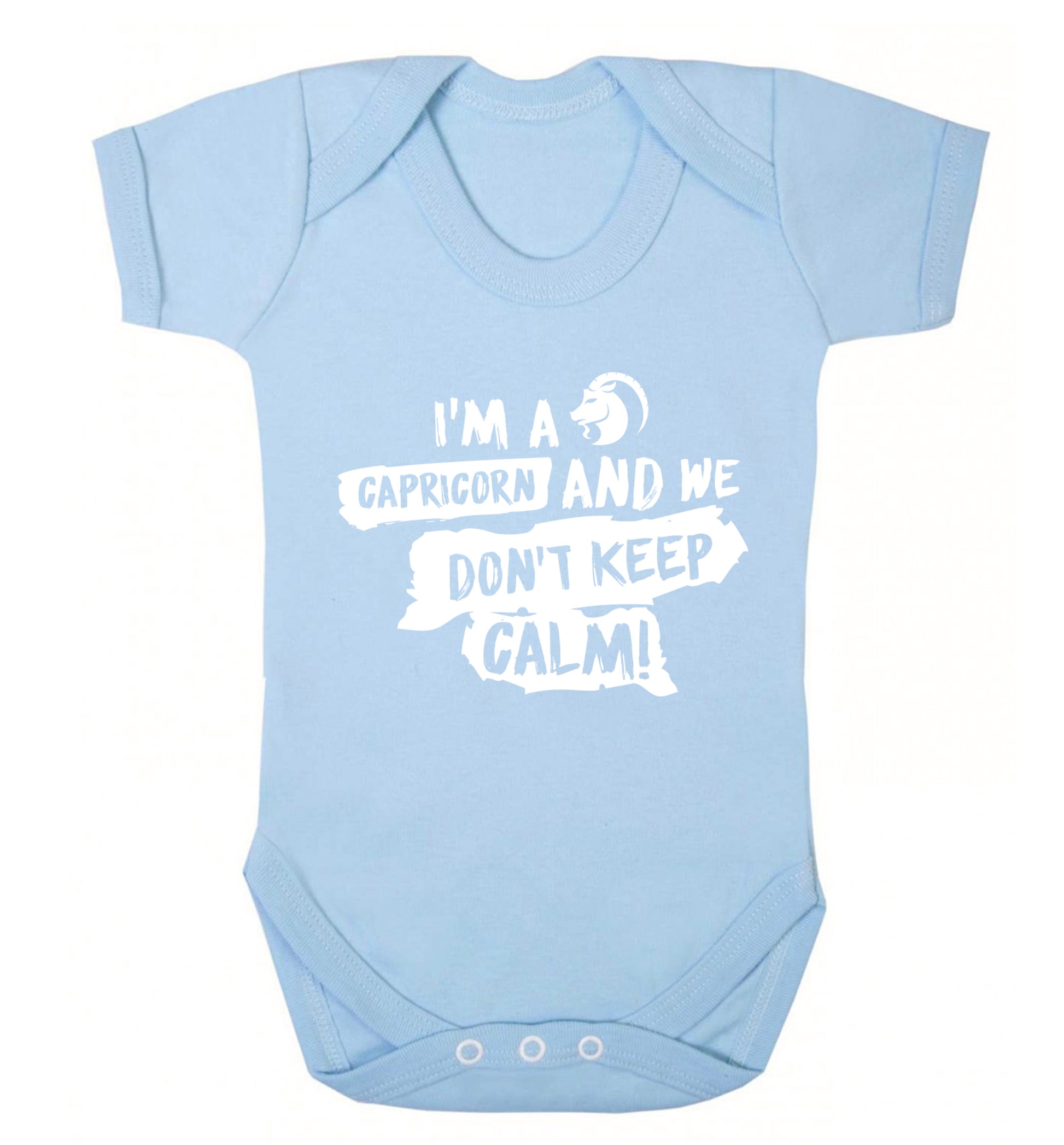 I'm a capricorn and we don't keep calm Baby Vest pale blue 18-24 months