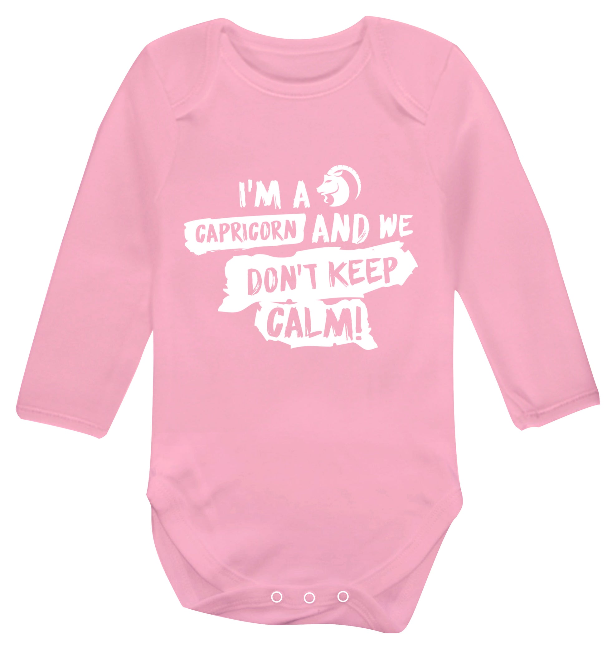 I'm a capricorn and we don't keep calm Baby Vest long sleeved pale pink 6-12 months
