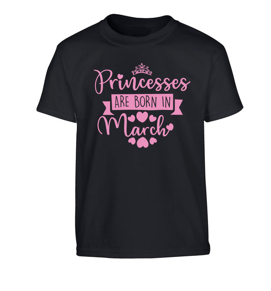Princesses are born in March Children's black Tshirt 12-13 Years