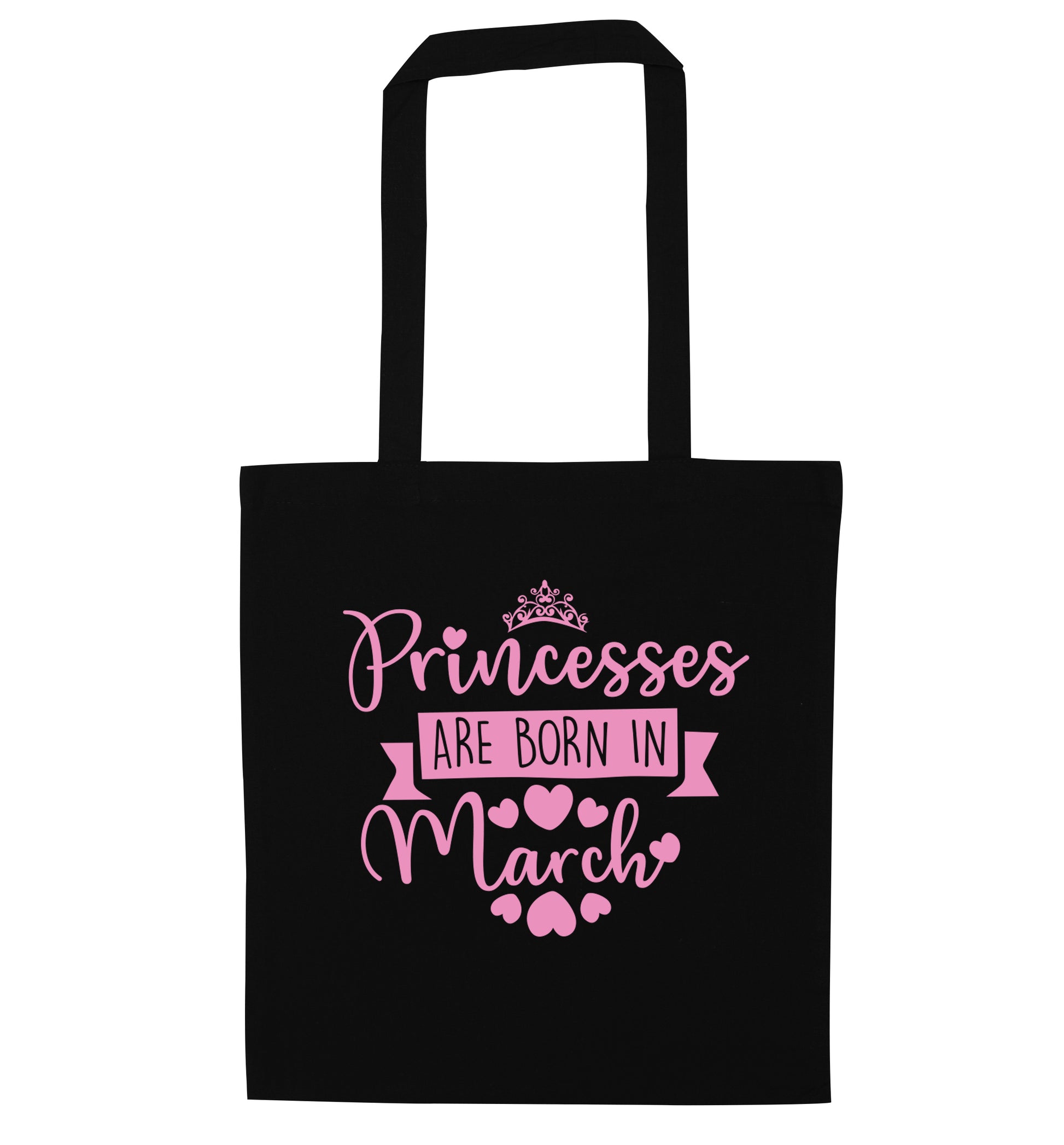 Princesses are born in March black tote bag