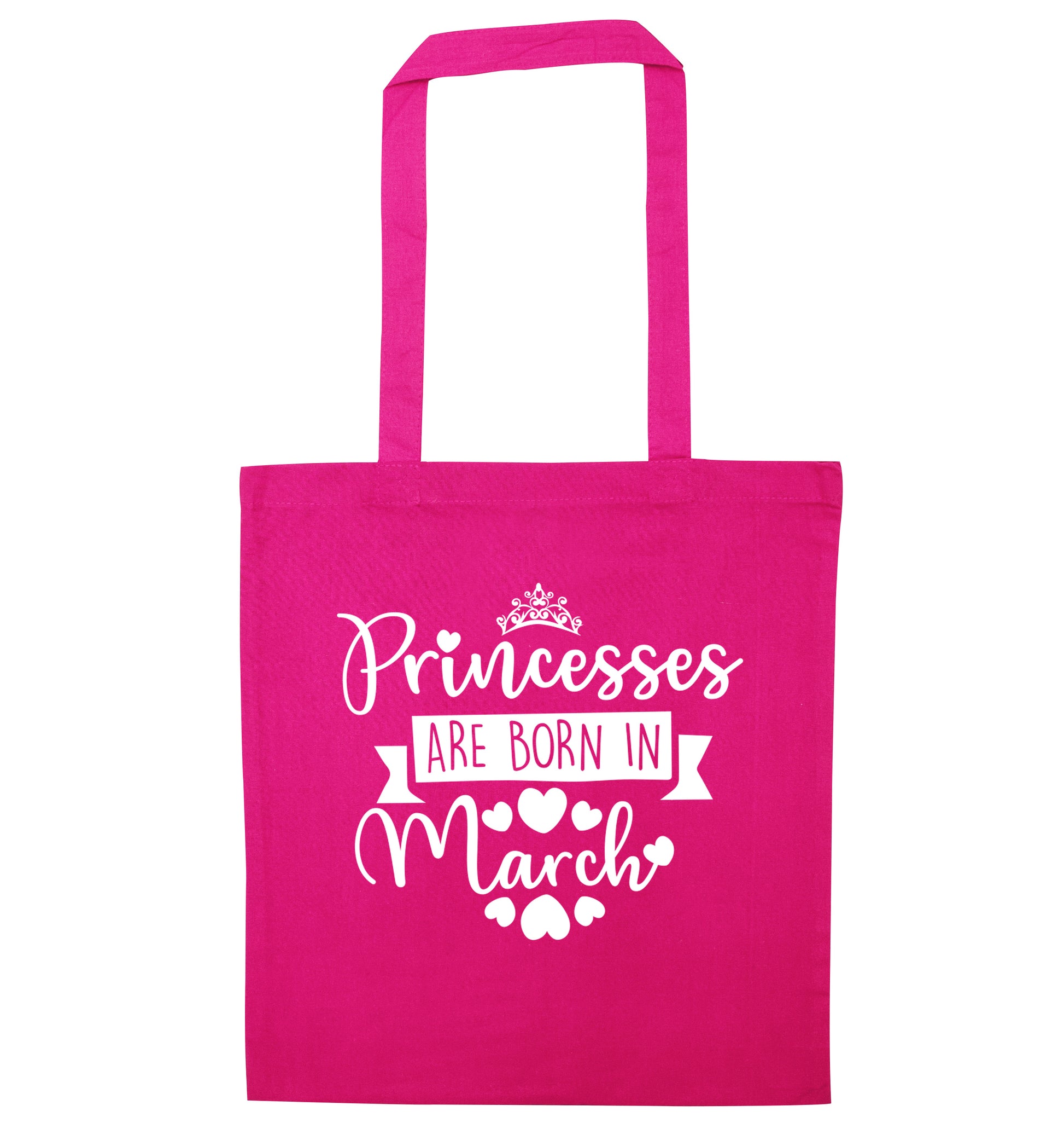 Princesses are born in March pink tote bag