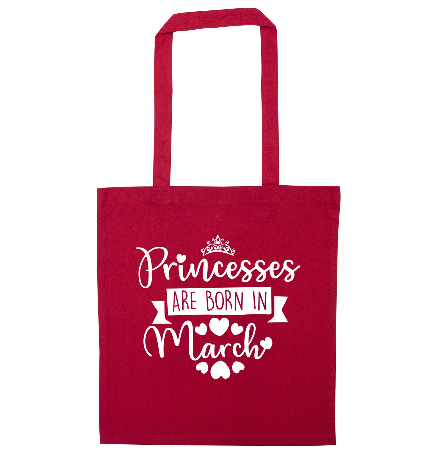 Princesses are born in March red tote bag