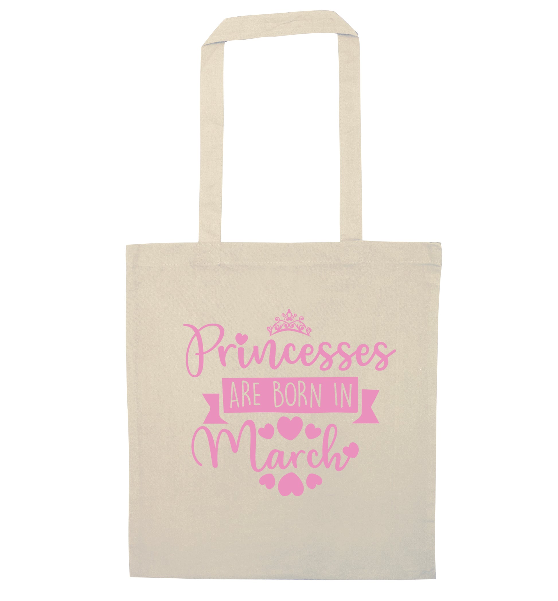 Princesses are born in March natural tote bag