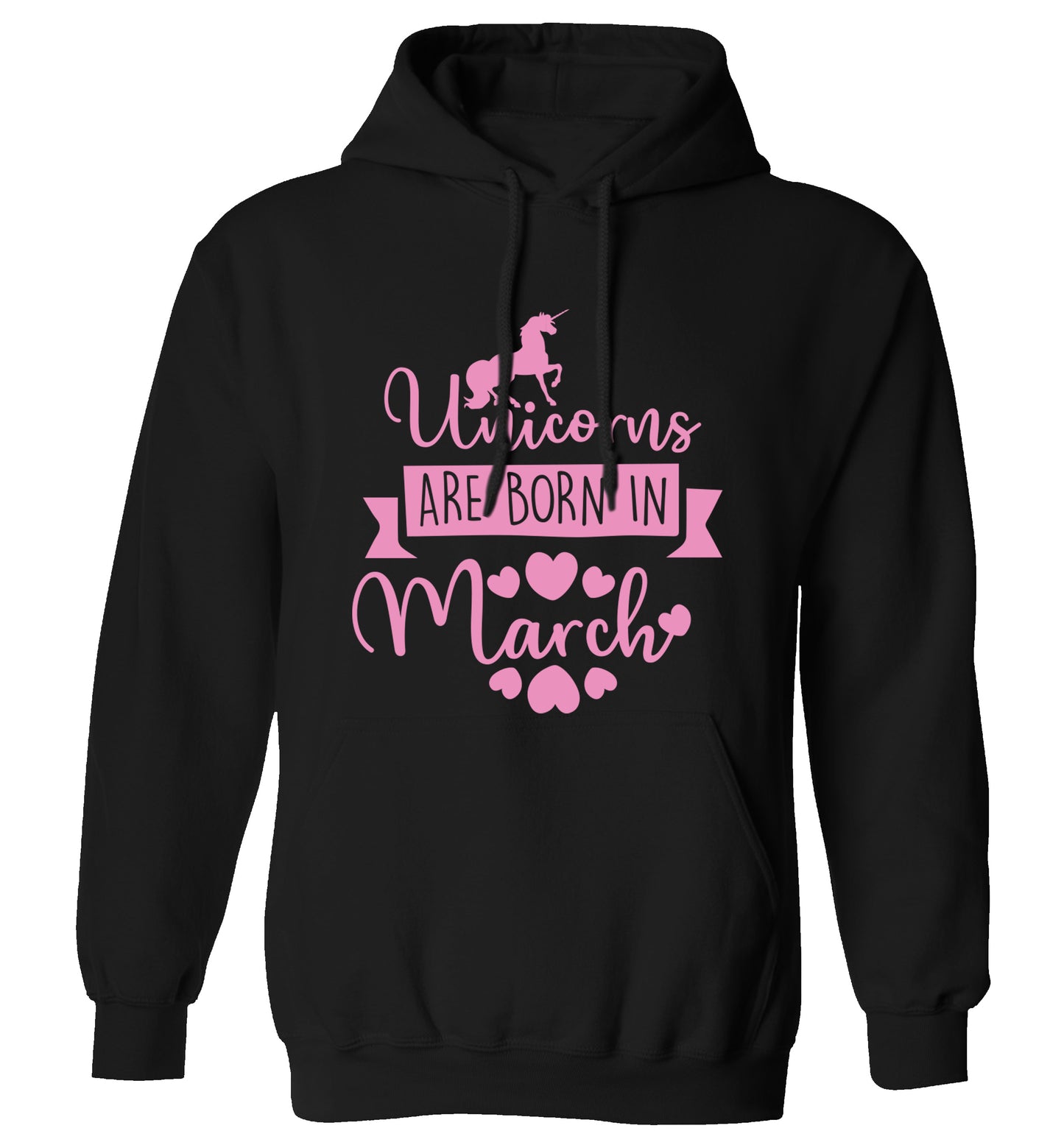 Unicorns are born in March adults unisex black hoodie 2XL