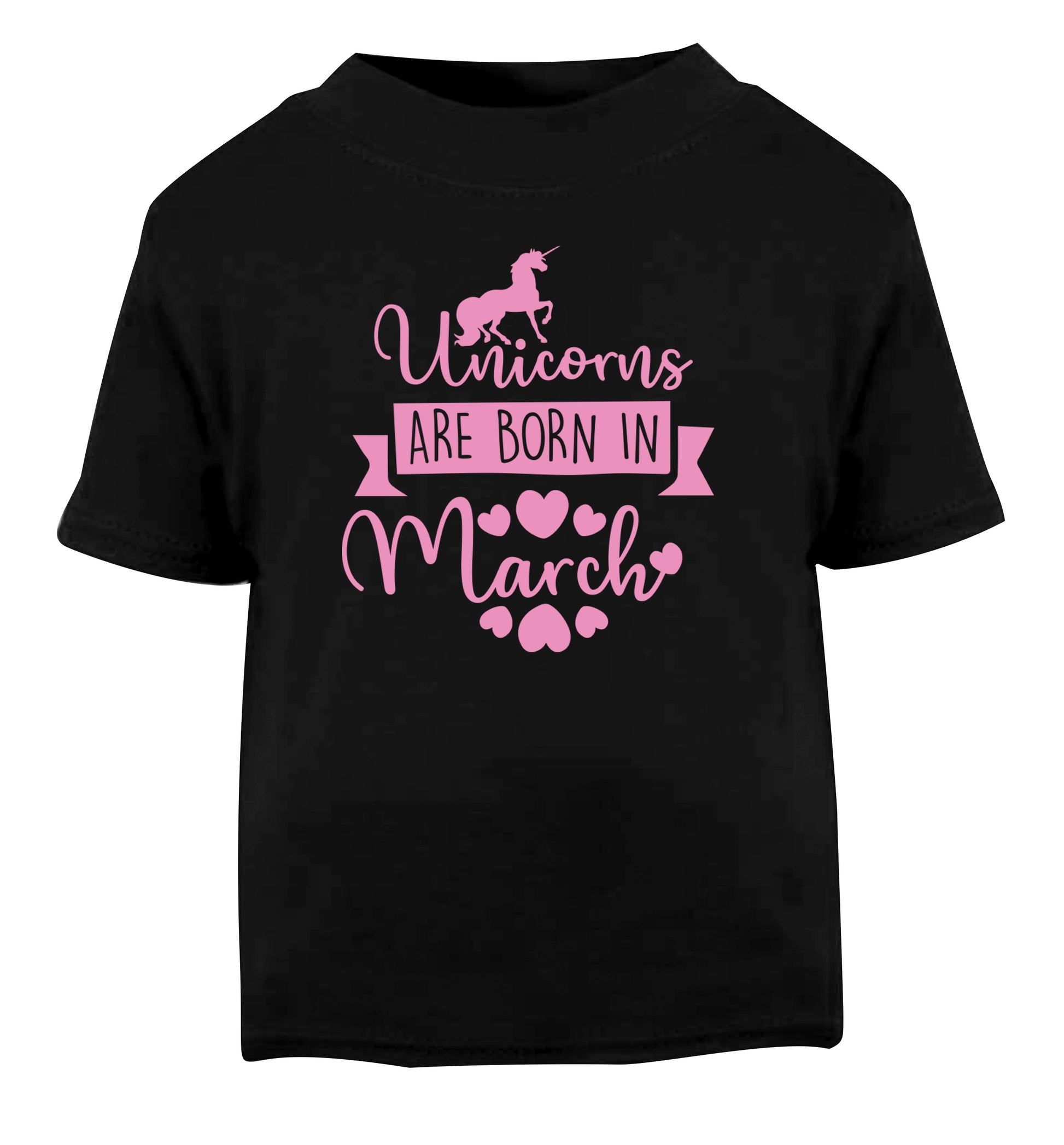 Unicorns are born in March Black Baby Toddler Tshirt 2 years