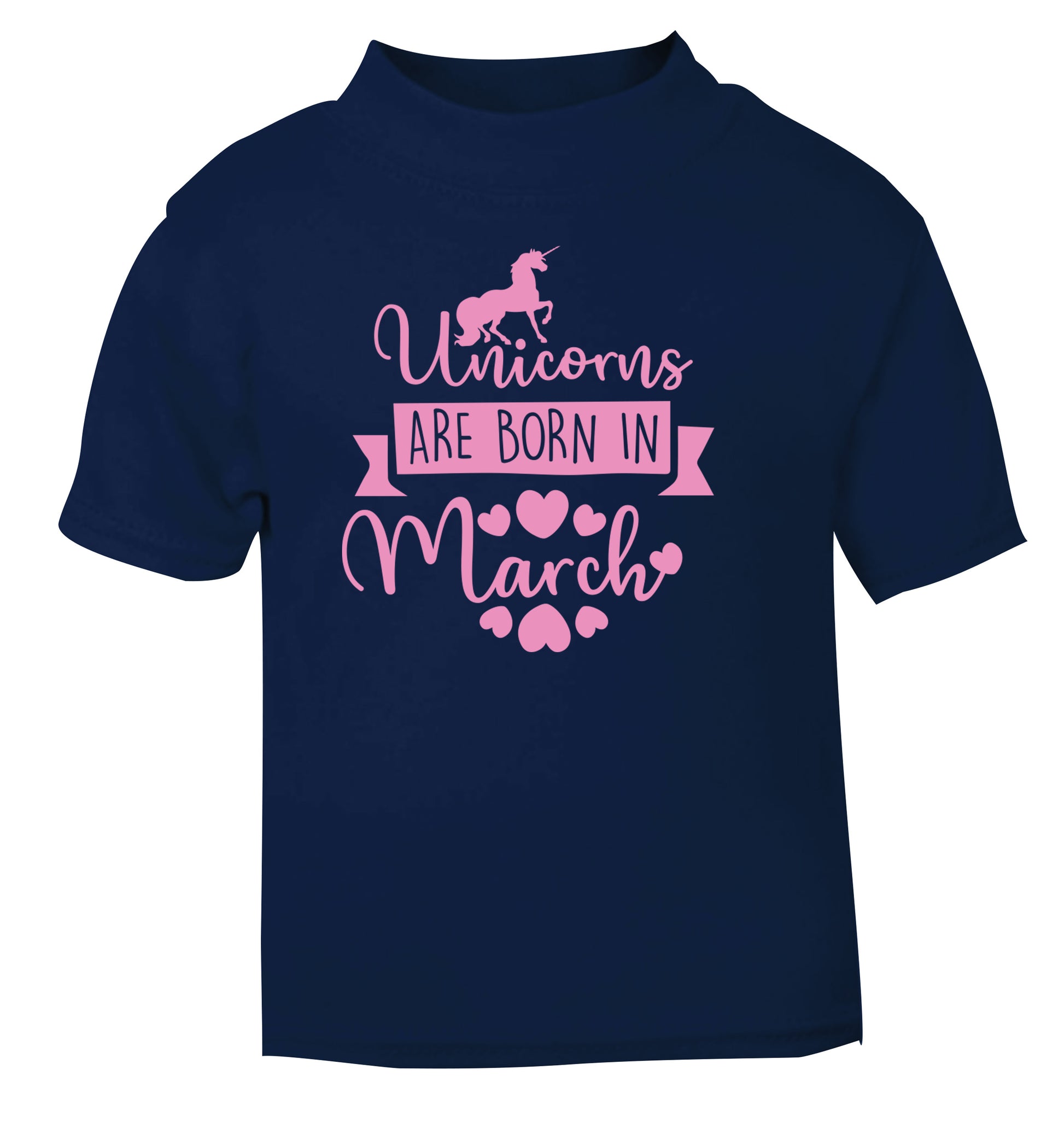 Unicorns are born in March navy Baby Toddler Tshirt 2 Years