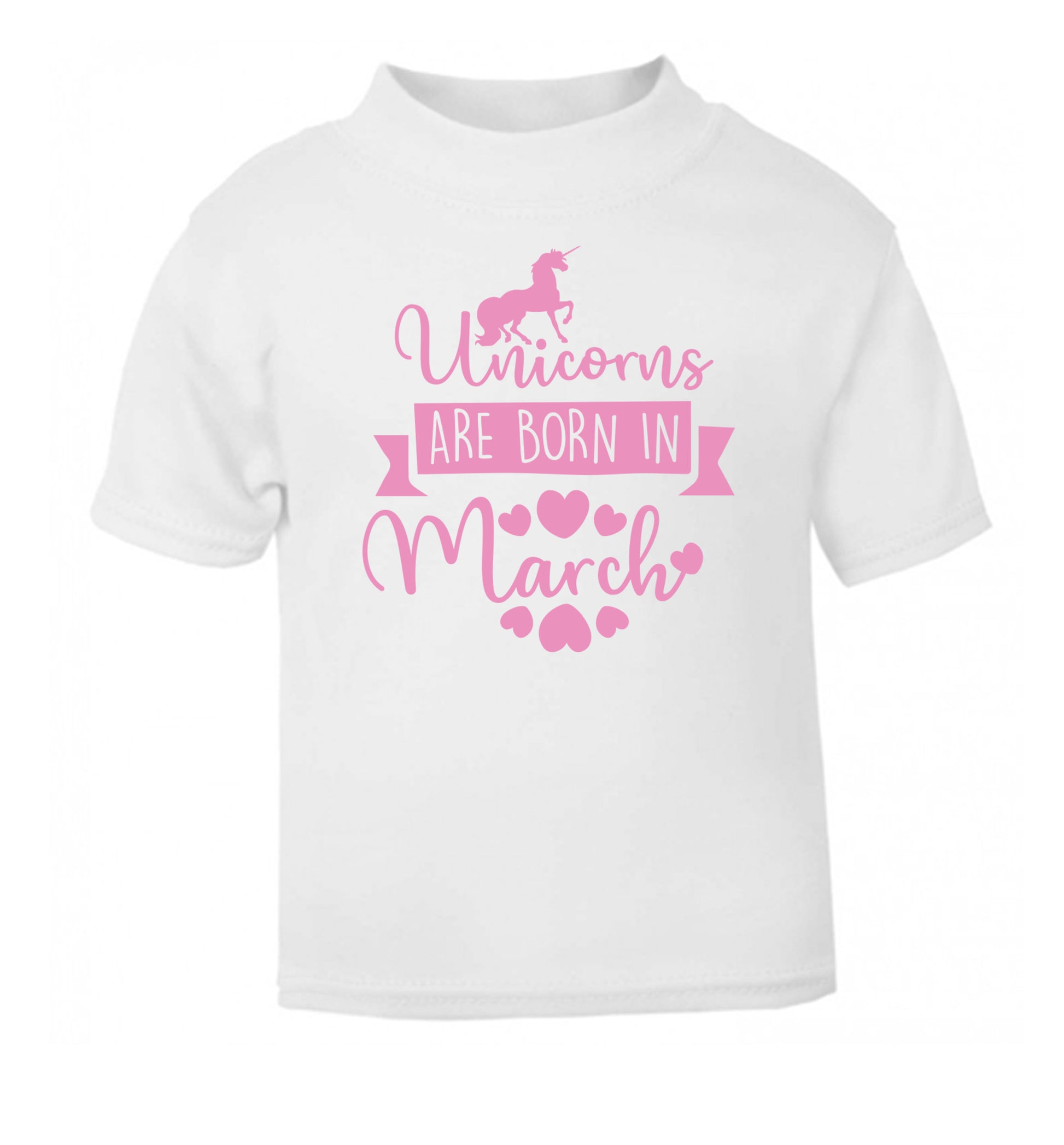 Unicorns are born in March white Baby Toddler Tshirt 2 Years