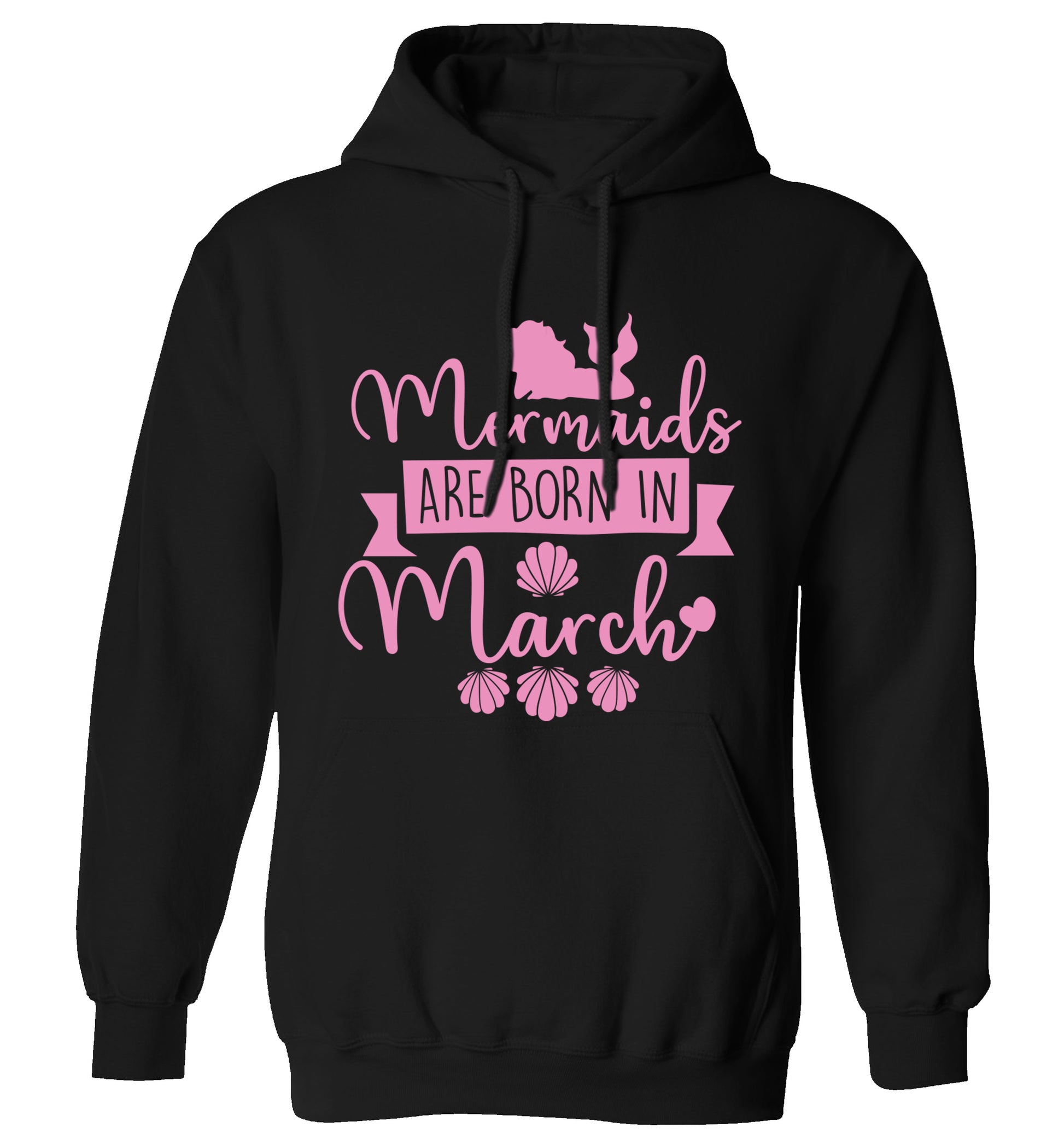 Mermaids are born in March adults unisex black hoodie 2XL