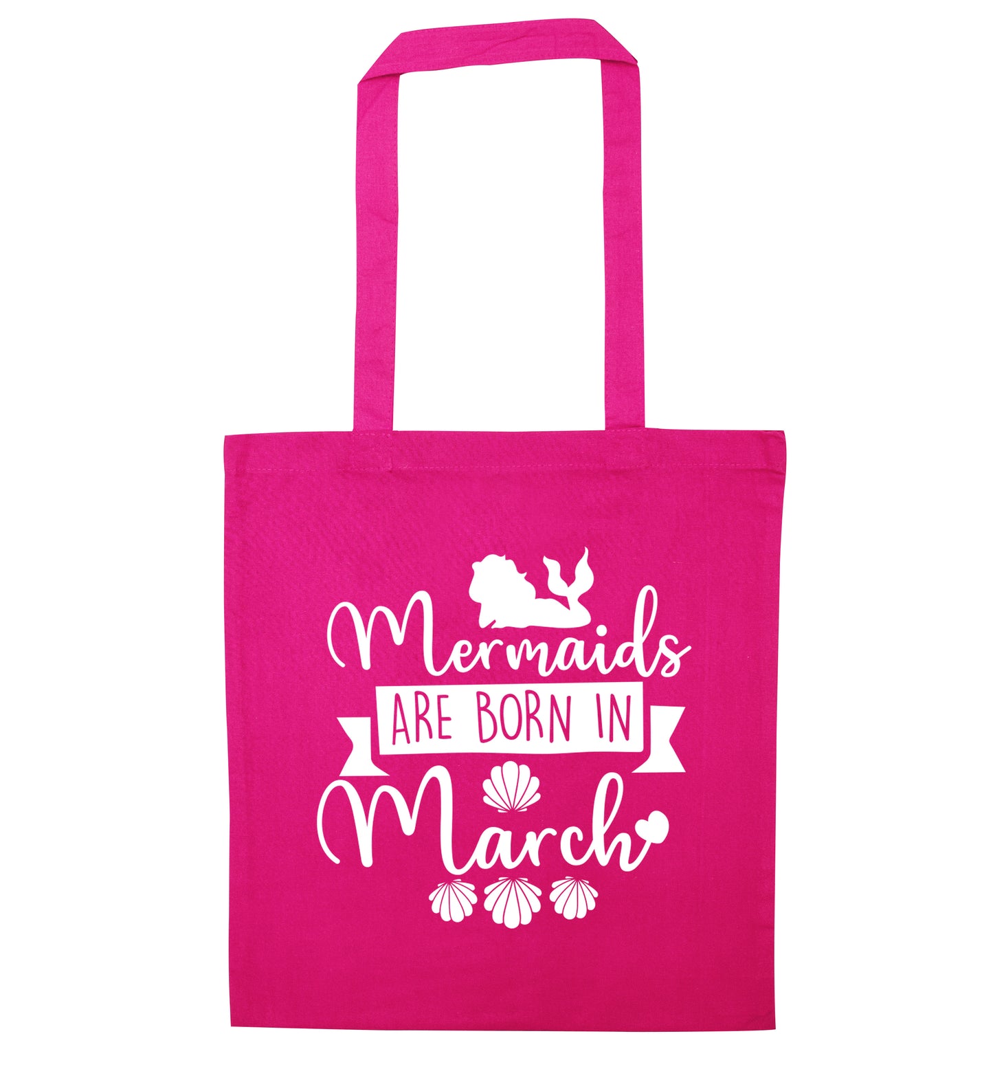 Mermaids are born in March pink tote bag