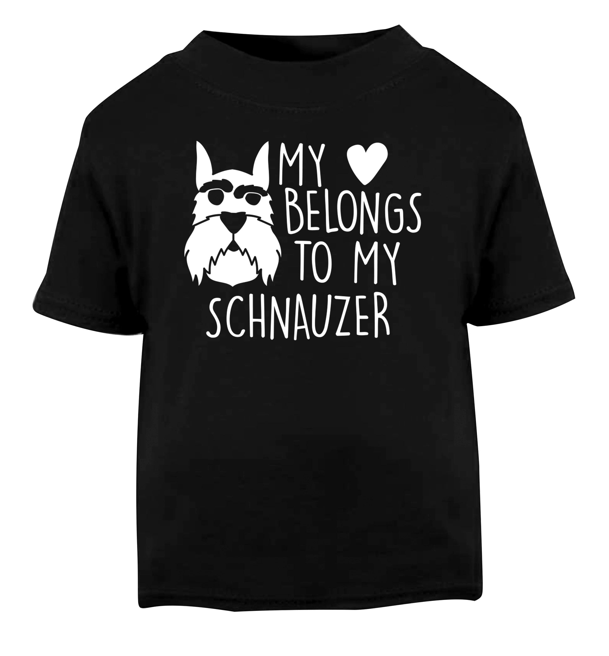My heart belongs to my schnauzer Black Baby Toddler Tshirt 2 years