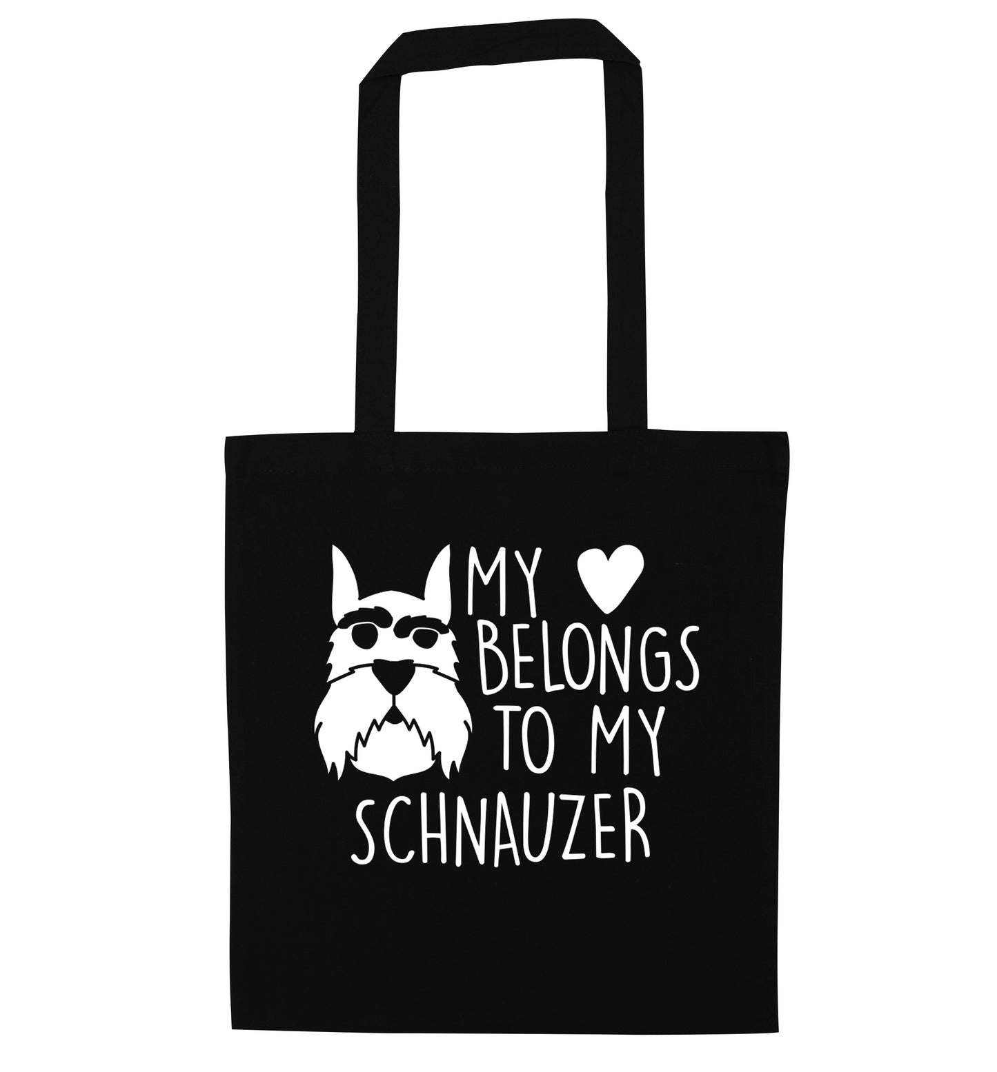 My heart belongs to my schnauzer black tote bag