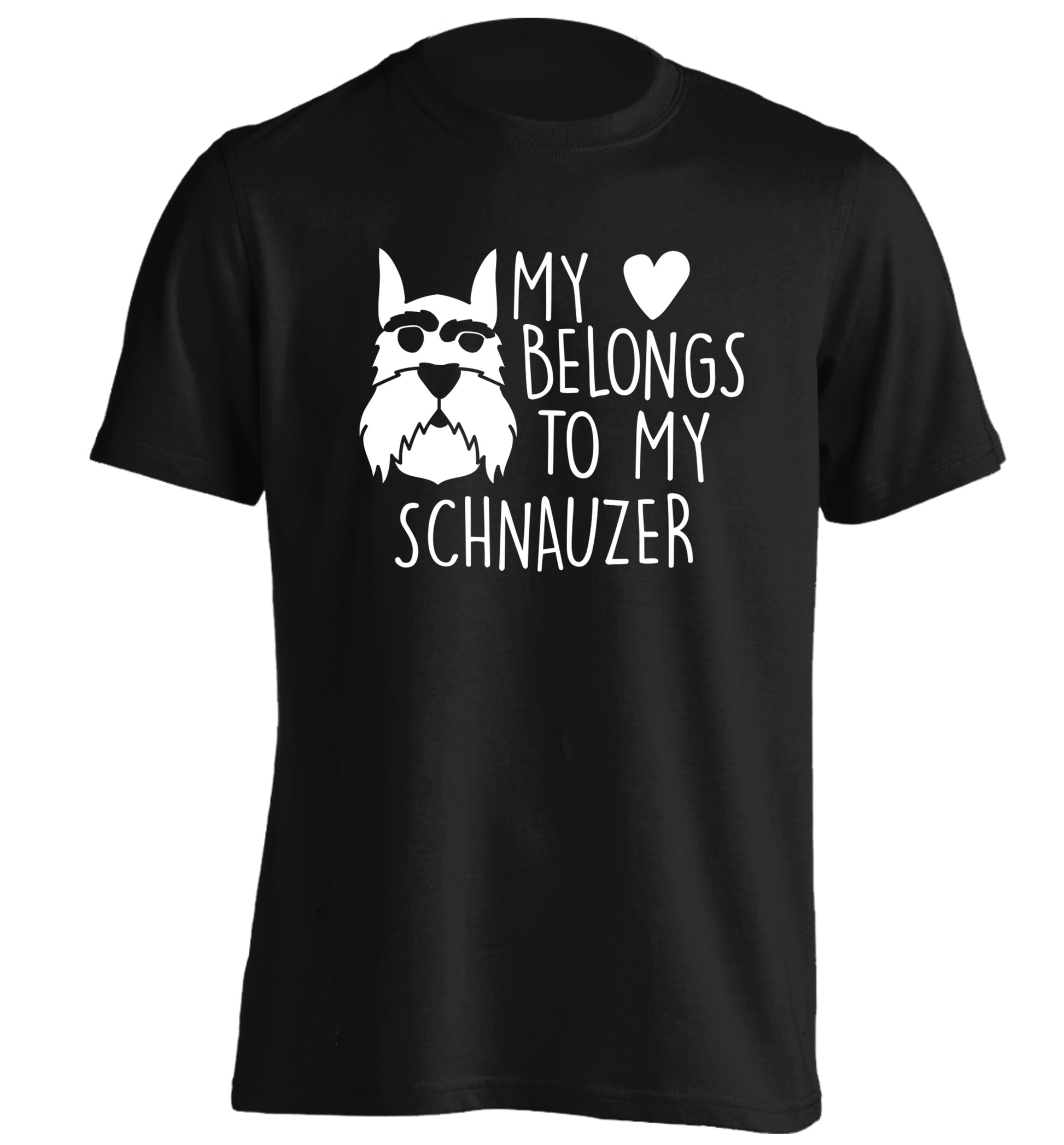 My heart belongs to my schnauzer adults unisex black Tshirt 2XL