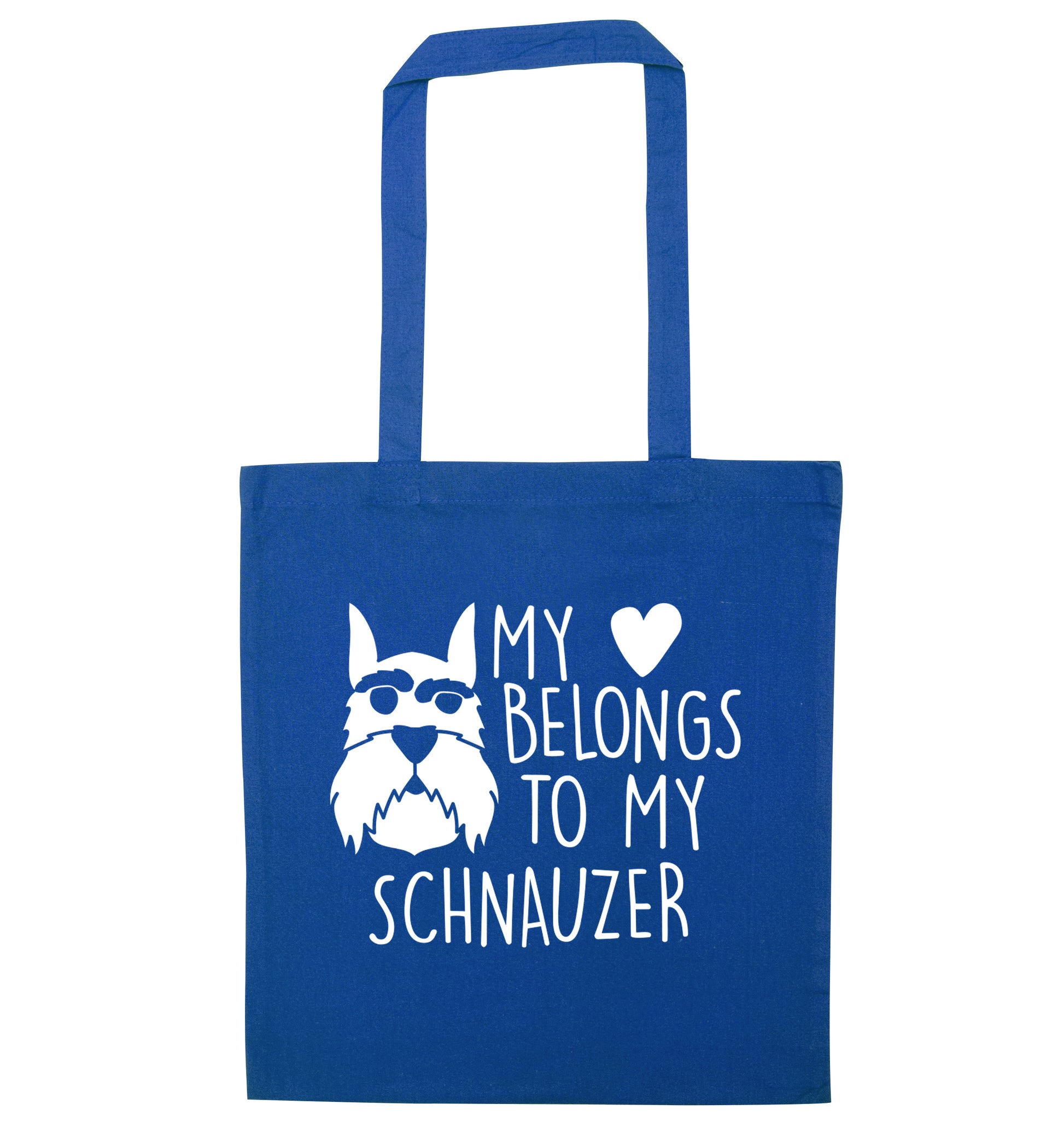 My heart belongs to my schnauzer blue tote bag