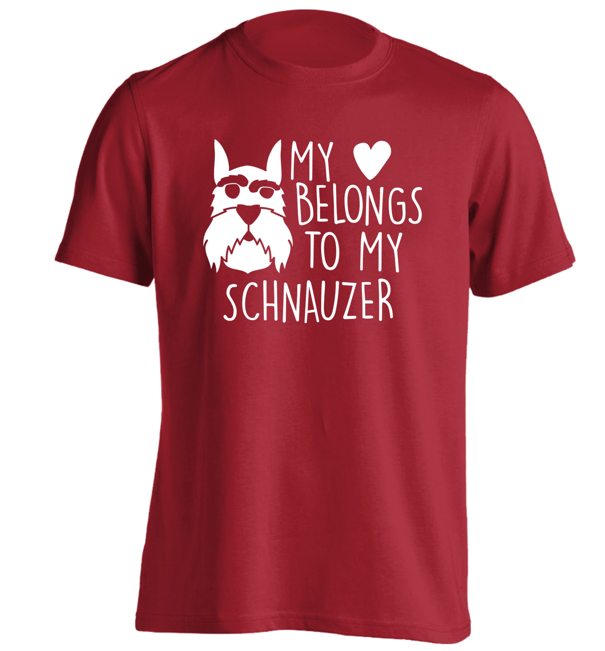 My heart belongs to my schnauzer adults unisex red Tshirt 2XL