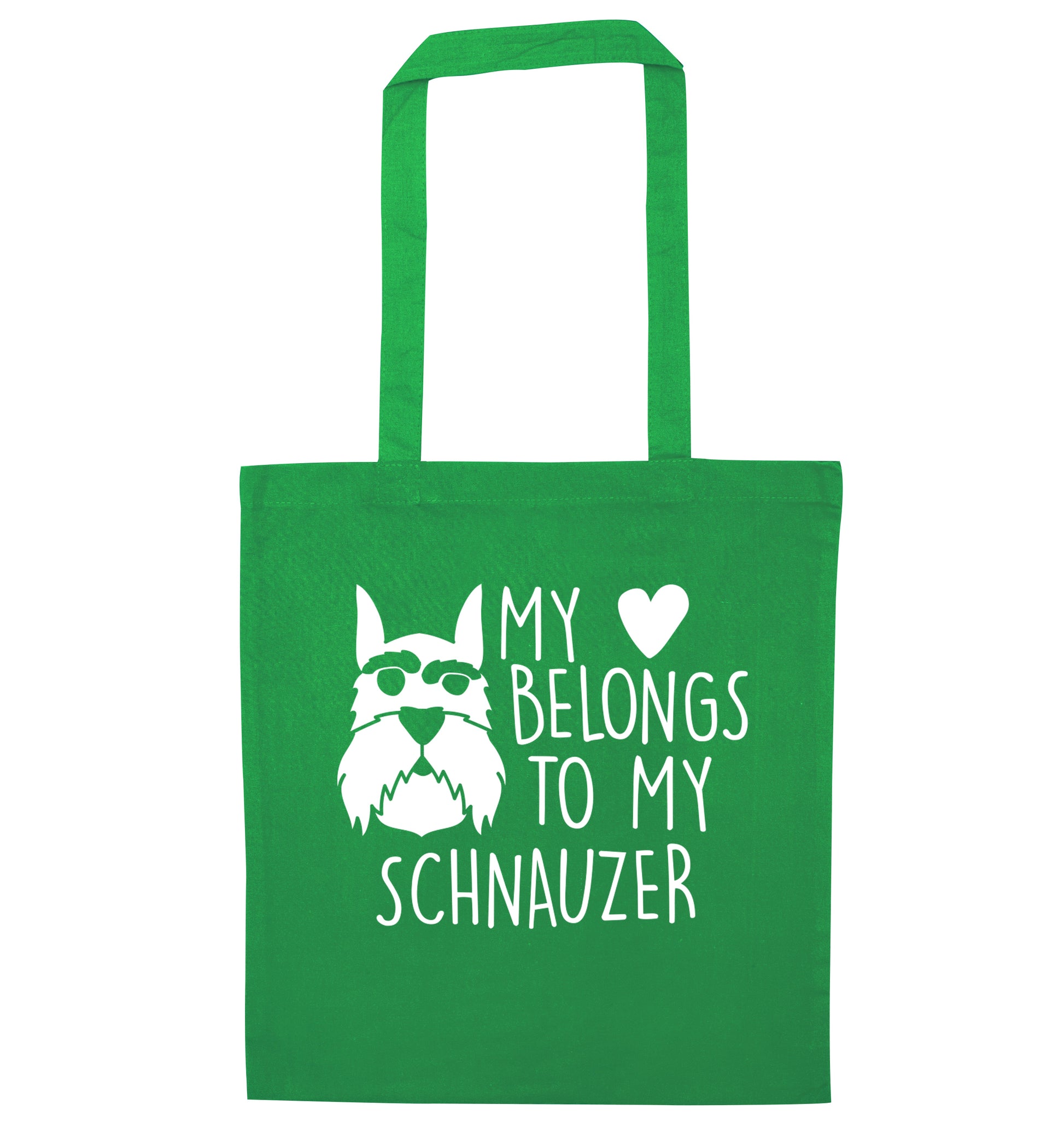 My heart belongs to my schnauzer green tote bag