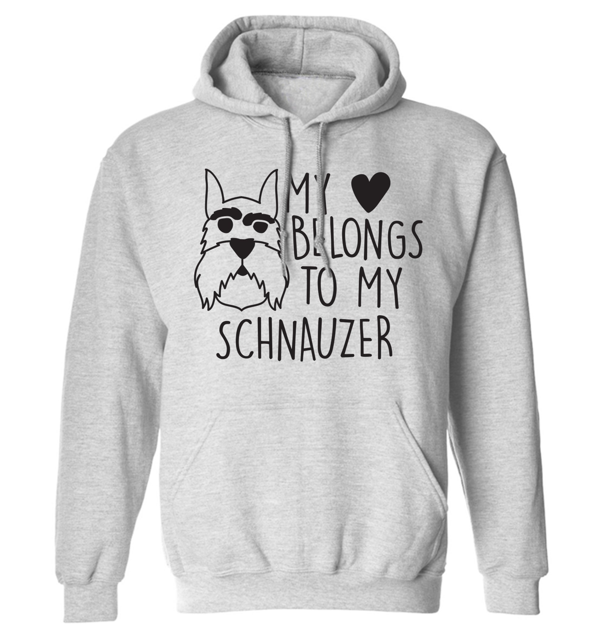 My heart belongs to my schnauzer adults unisex grey hoodie 2XL