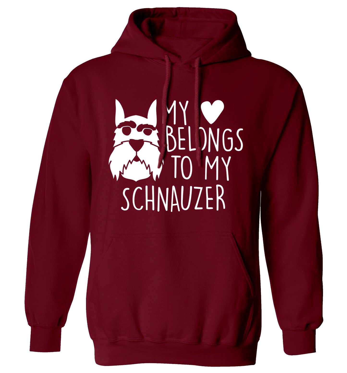 My heart belongs to my schnauzer adults unisex maroon hoodie 2XL