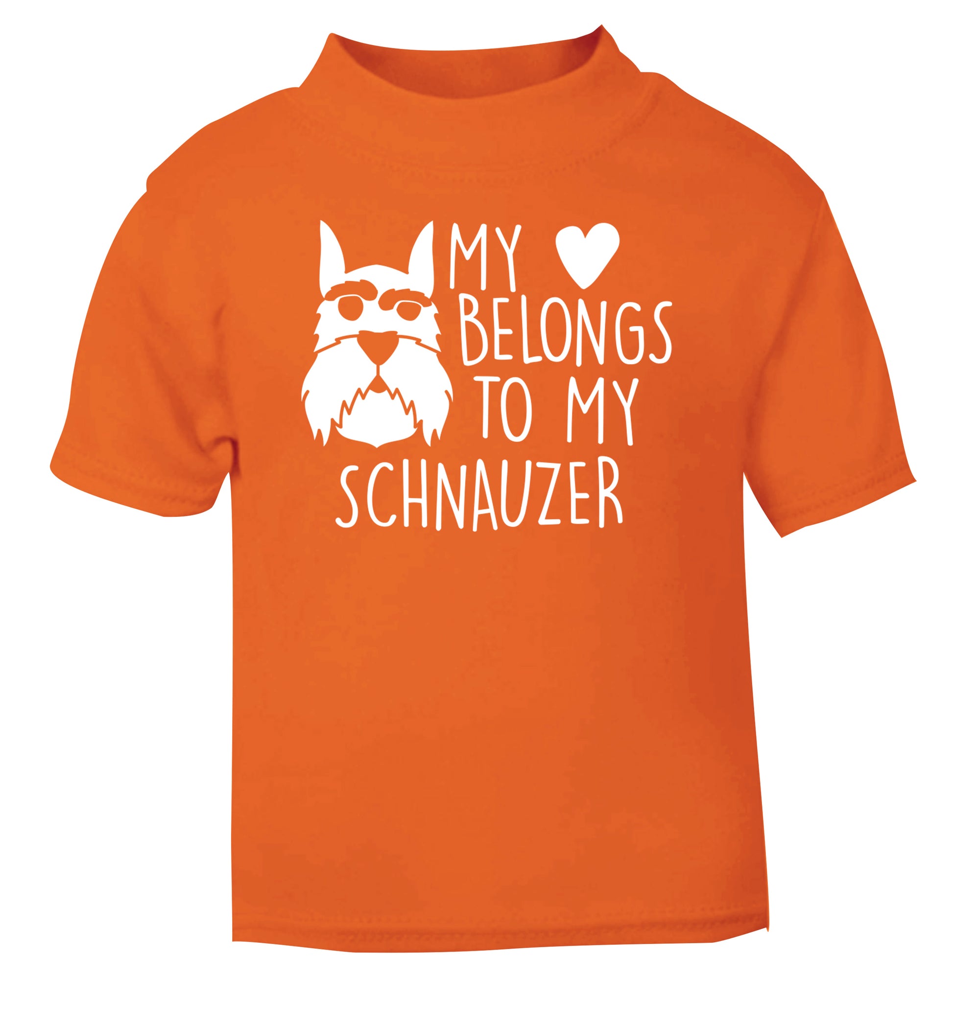 My heart belongs to my schnauzer orange Baby Toddler Tshirt 2 Years