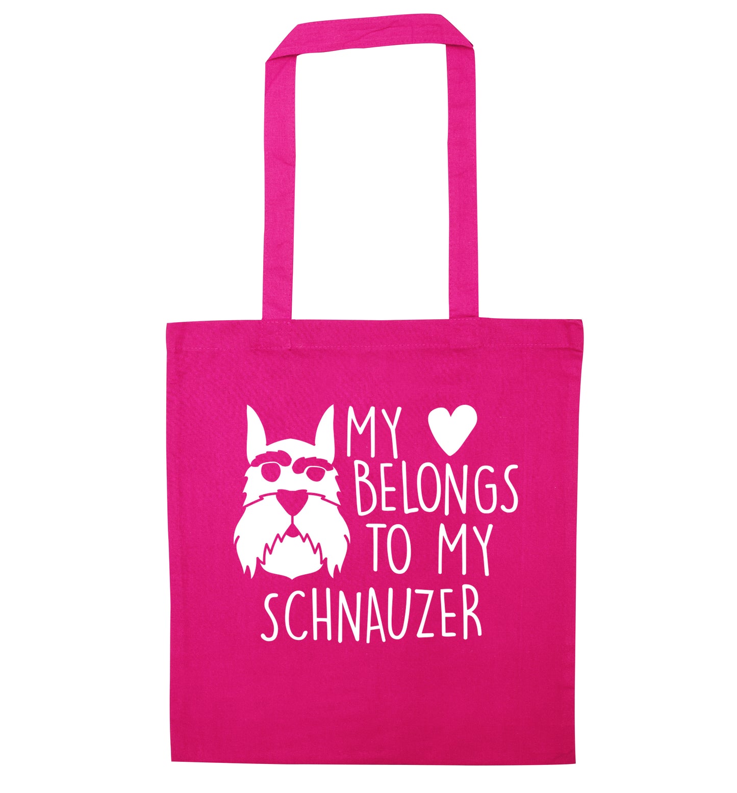 My heart belongs to my schnauzer pink tote bag