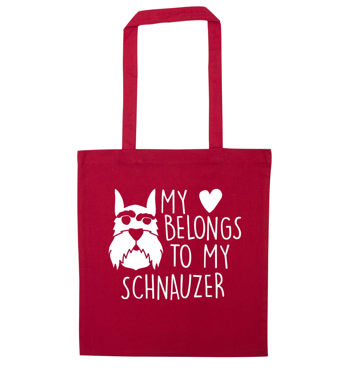My heart belongs to my schnauzer red tote bag