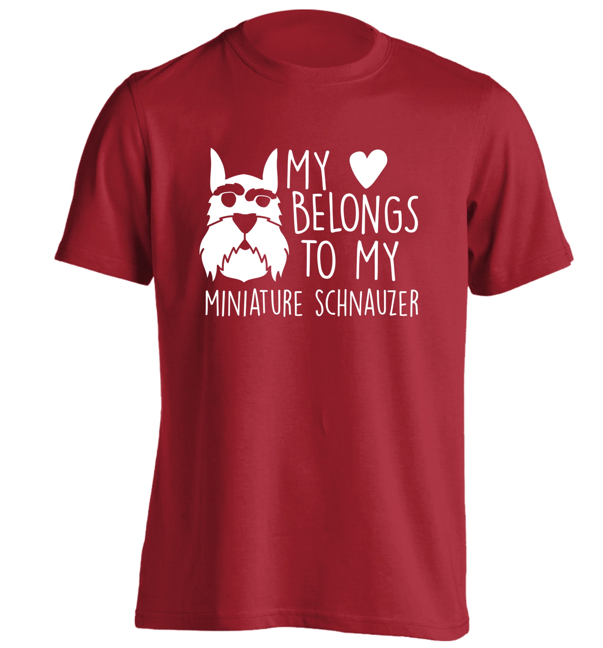 My heart belongs to my miniature schnauzer adults unisex red Tshirt 2XL