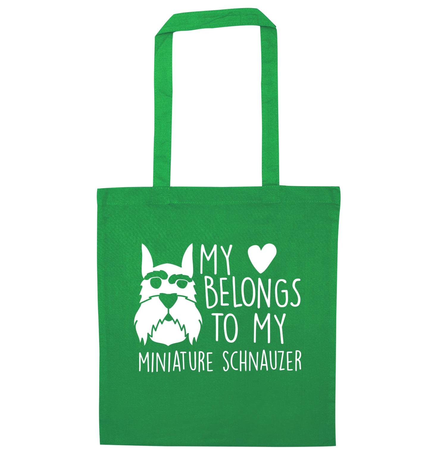 My heart belongs to my miniature schnauzer green tote bag