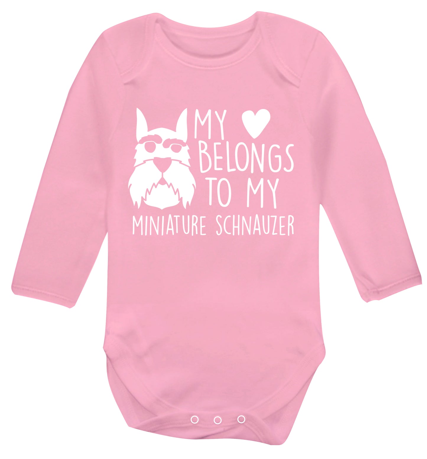 My heart belongs to my miniature schnauzer Baby Vest long sleeved pale pink 6-12 months
