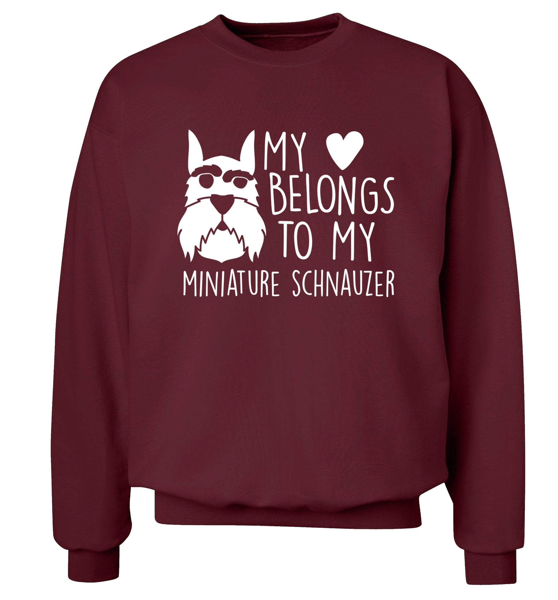 My heart belongs to my miniature schnauzer Adult's unisex maroon Sweater 2XL