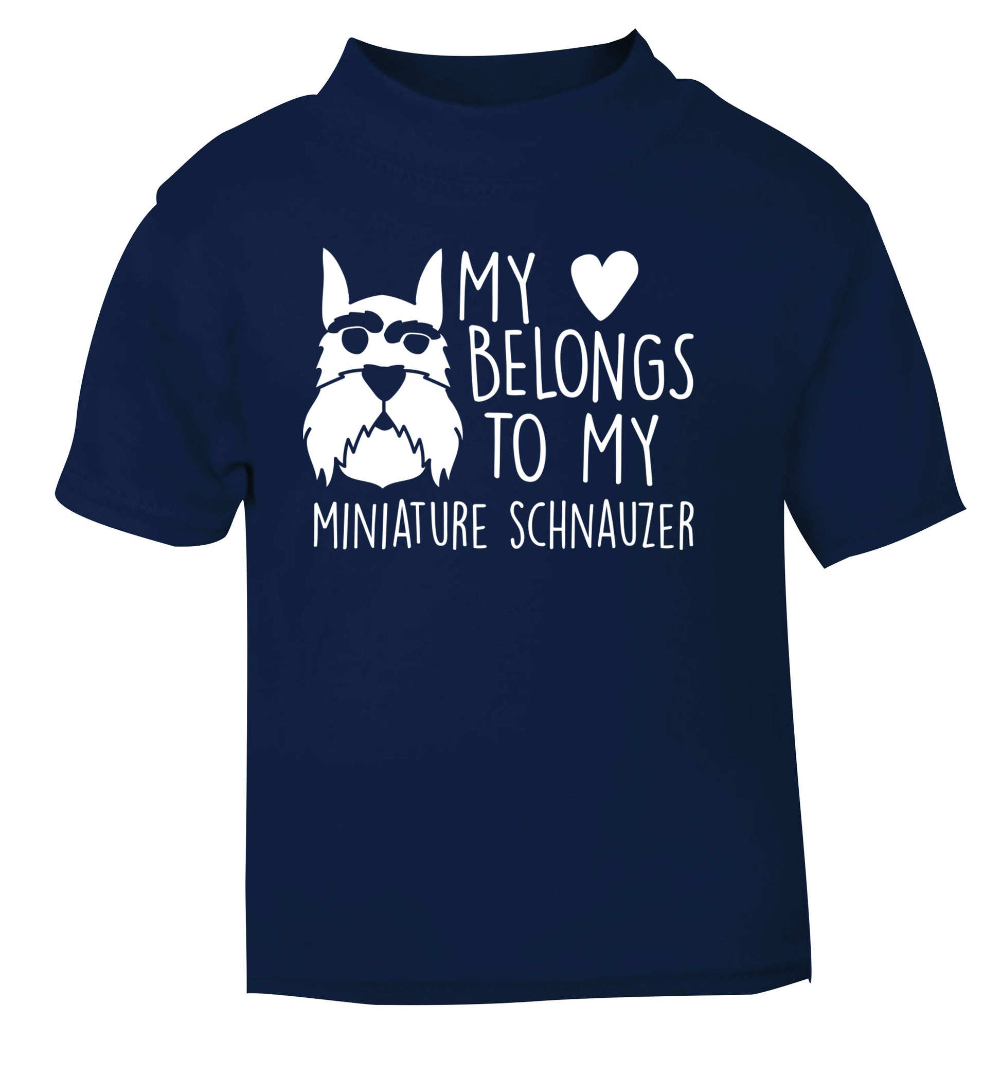 My heart belongs to my miniature schnauzer navy Baby Toddler Tshirt 2 Years