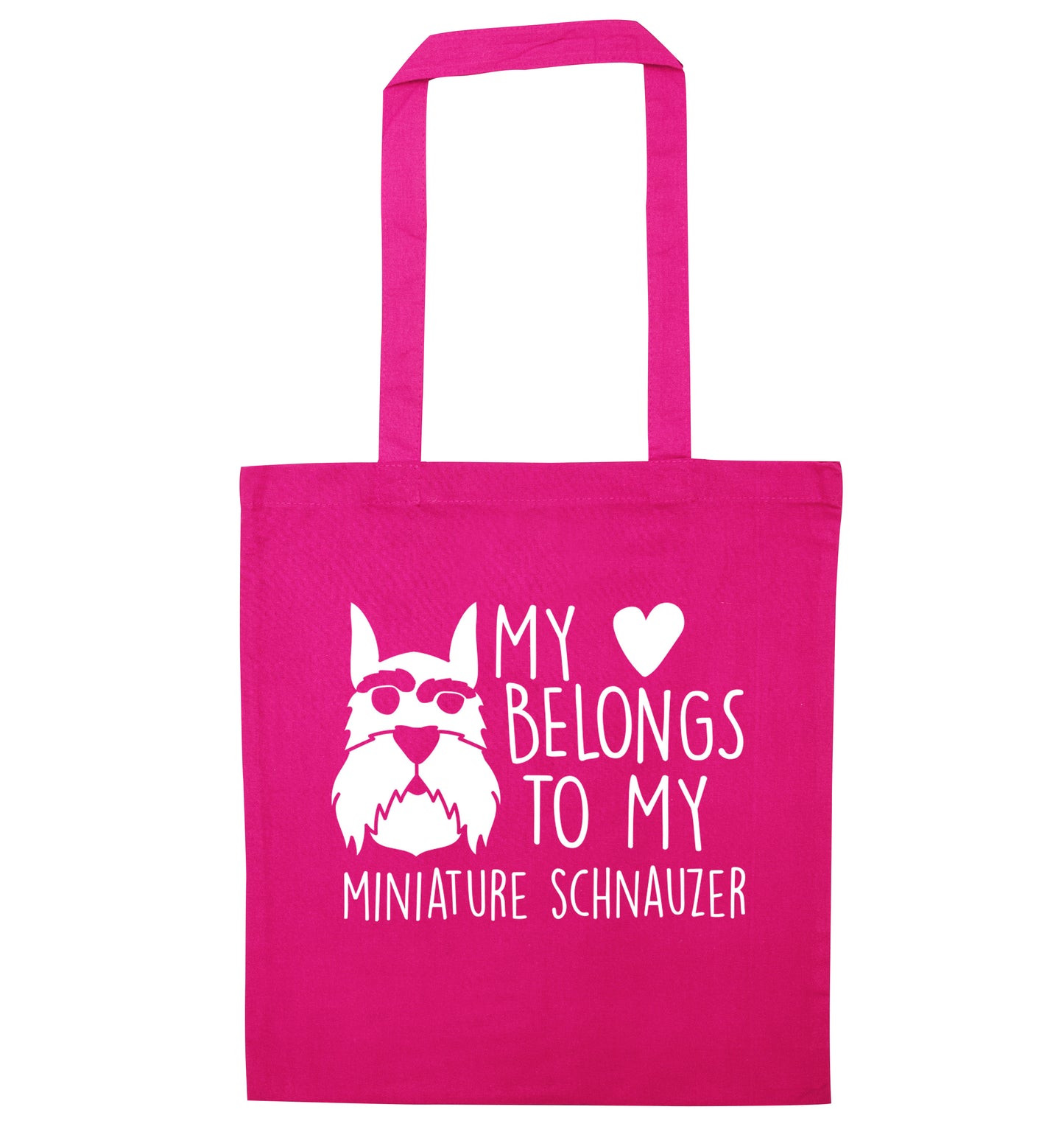 My heart belongs to my miniature schnauzer pink tote bag