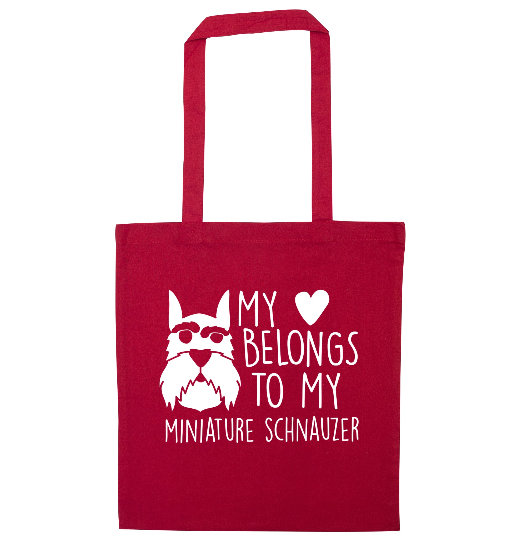 My heart belongs to my miniature schnauzer red tote bag