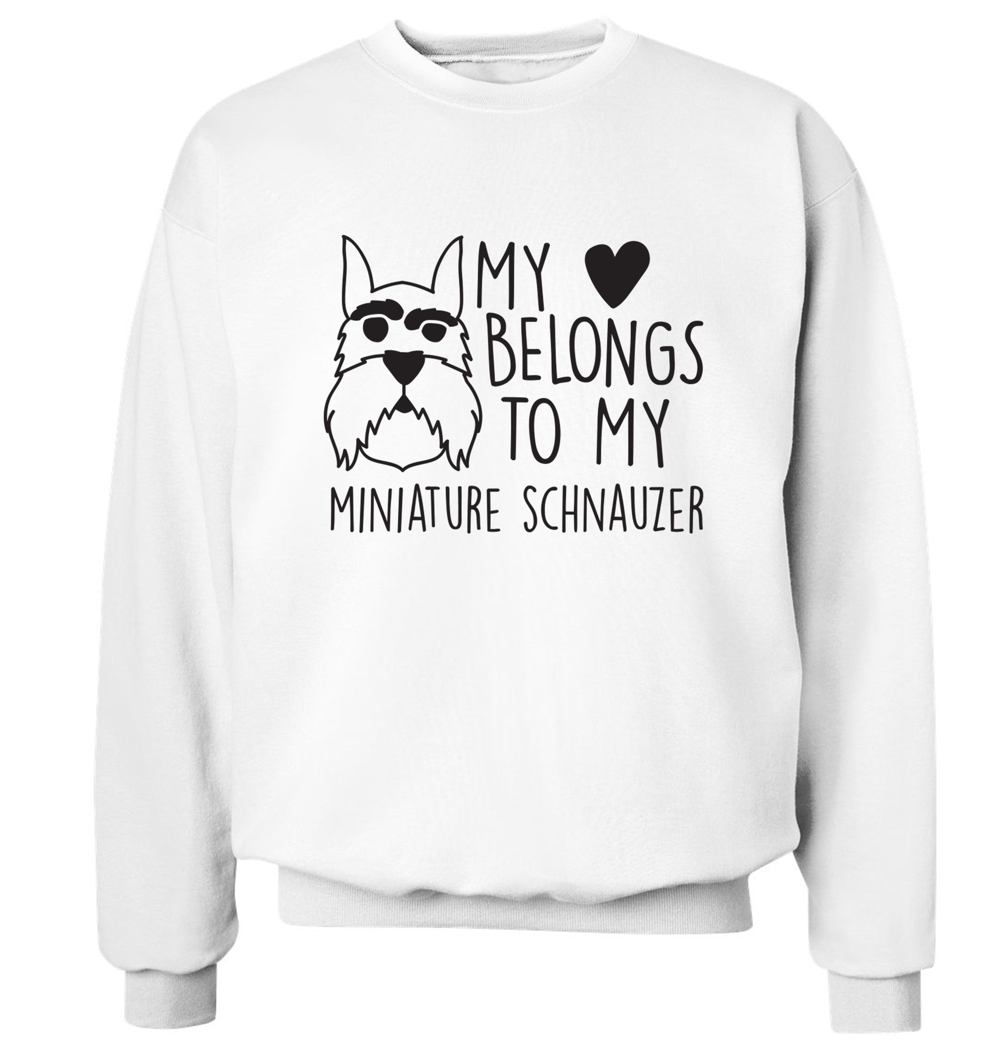 My heart belongs to my miniature schnauzer Adult's unisex white Sweater 2XL