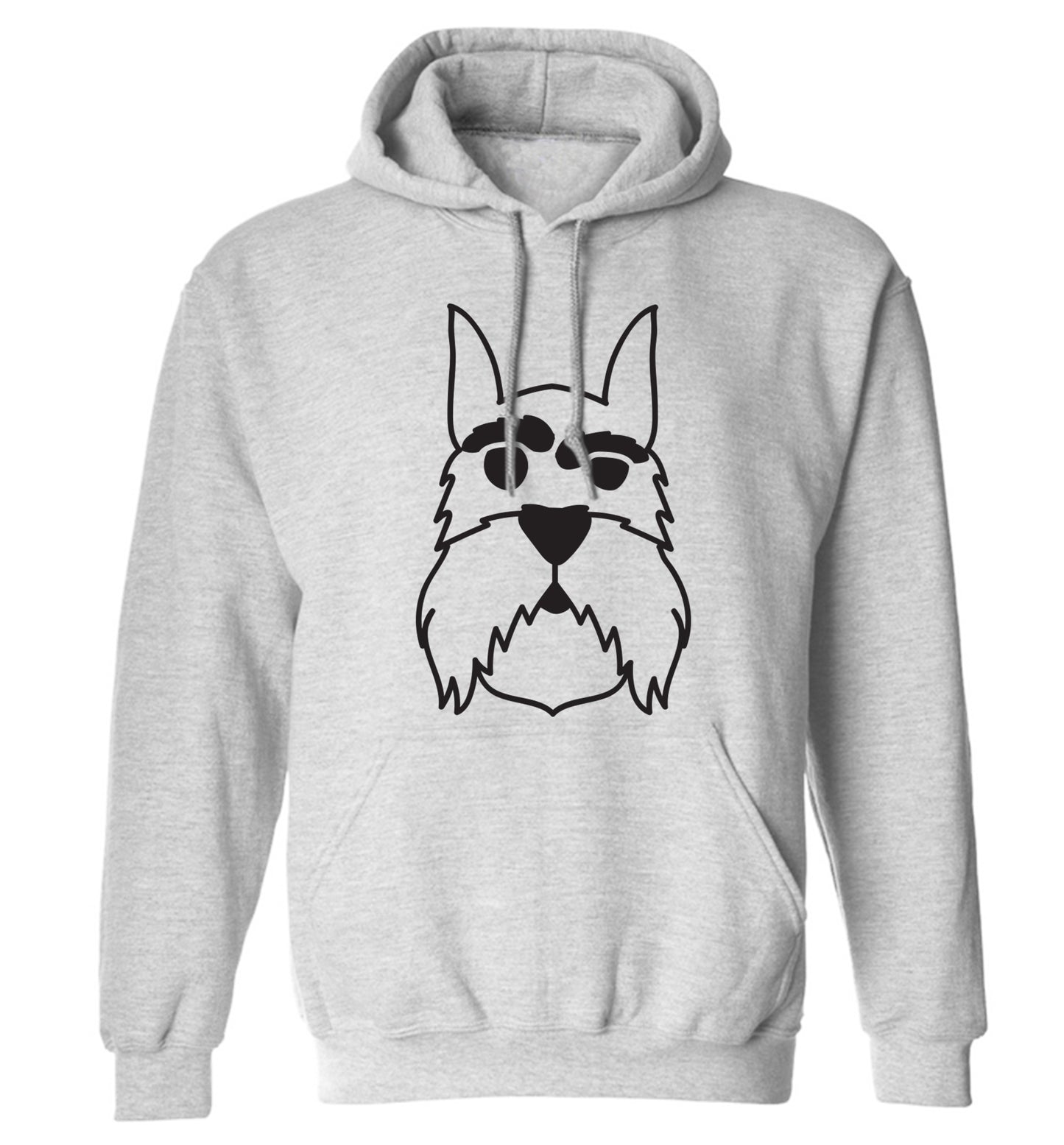 Schnauzer dog illustration adults unisex grey hoodie 2XL