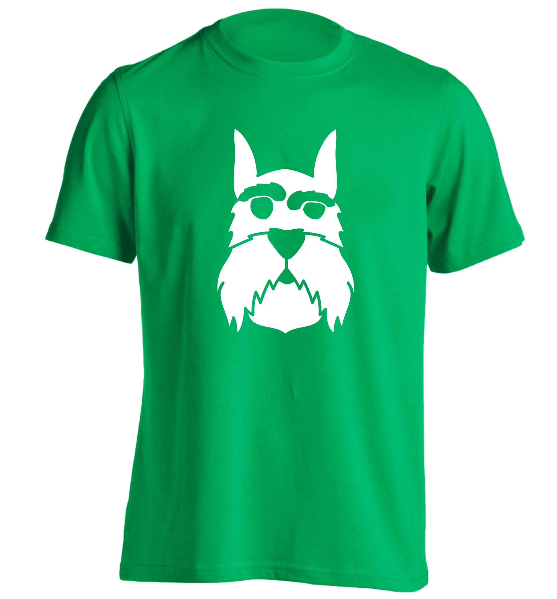 Schnauzer dog illustration adults unisex green Tshirt 2XL