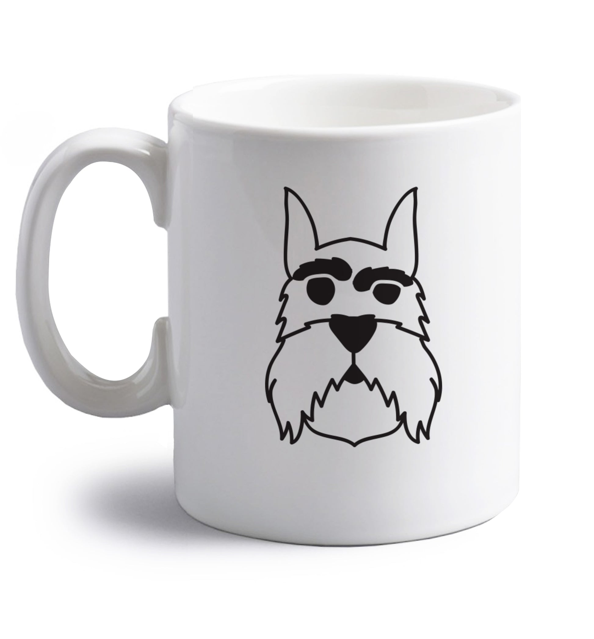 Schnauzer dog illustration right handed white ceramic mug 