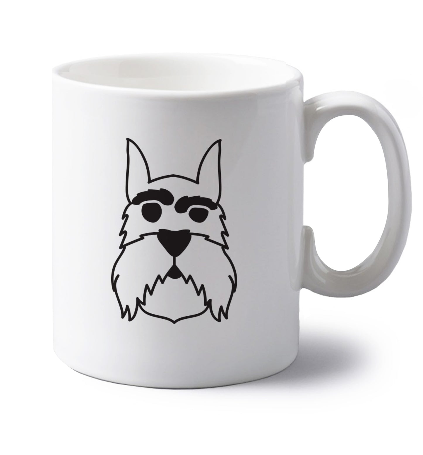 Schnauzer dog illustration left handed white ceramic mug 