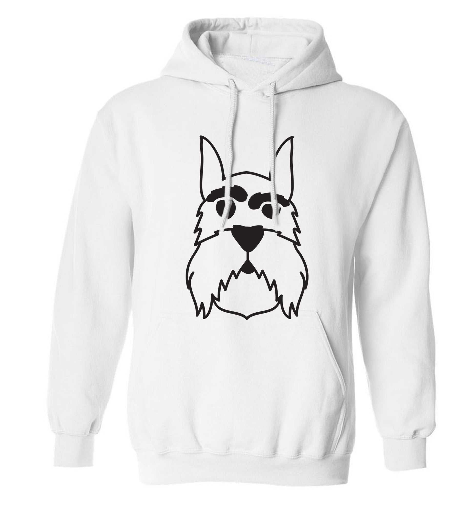 Schnauzer dog illustration adults unisex white hoodie 2XL