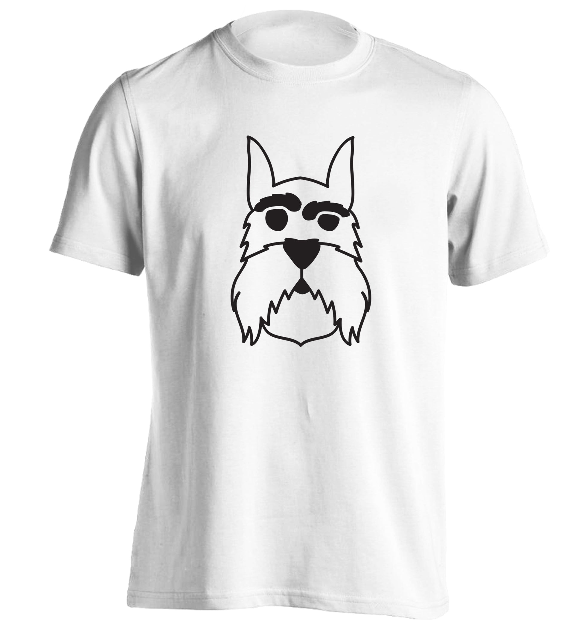Schnauzer dog illustration adults unisex white Tshirt 2XL