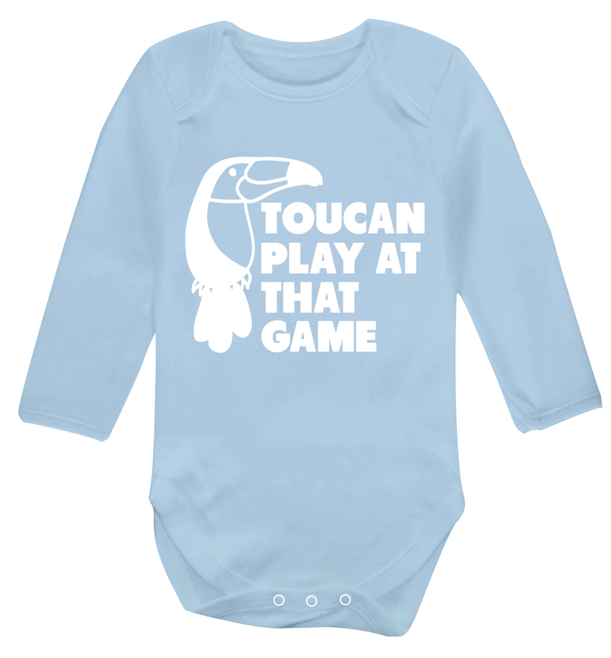 Toucan play at that game Baby Vest long sleeved pale blue 6-12 months