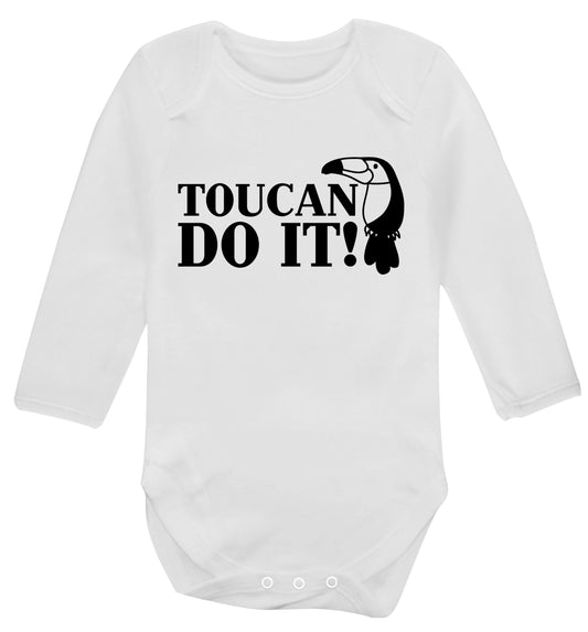Toucan do it! Baby Vest long sleeved white 6-12 months