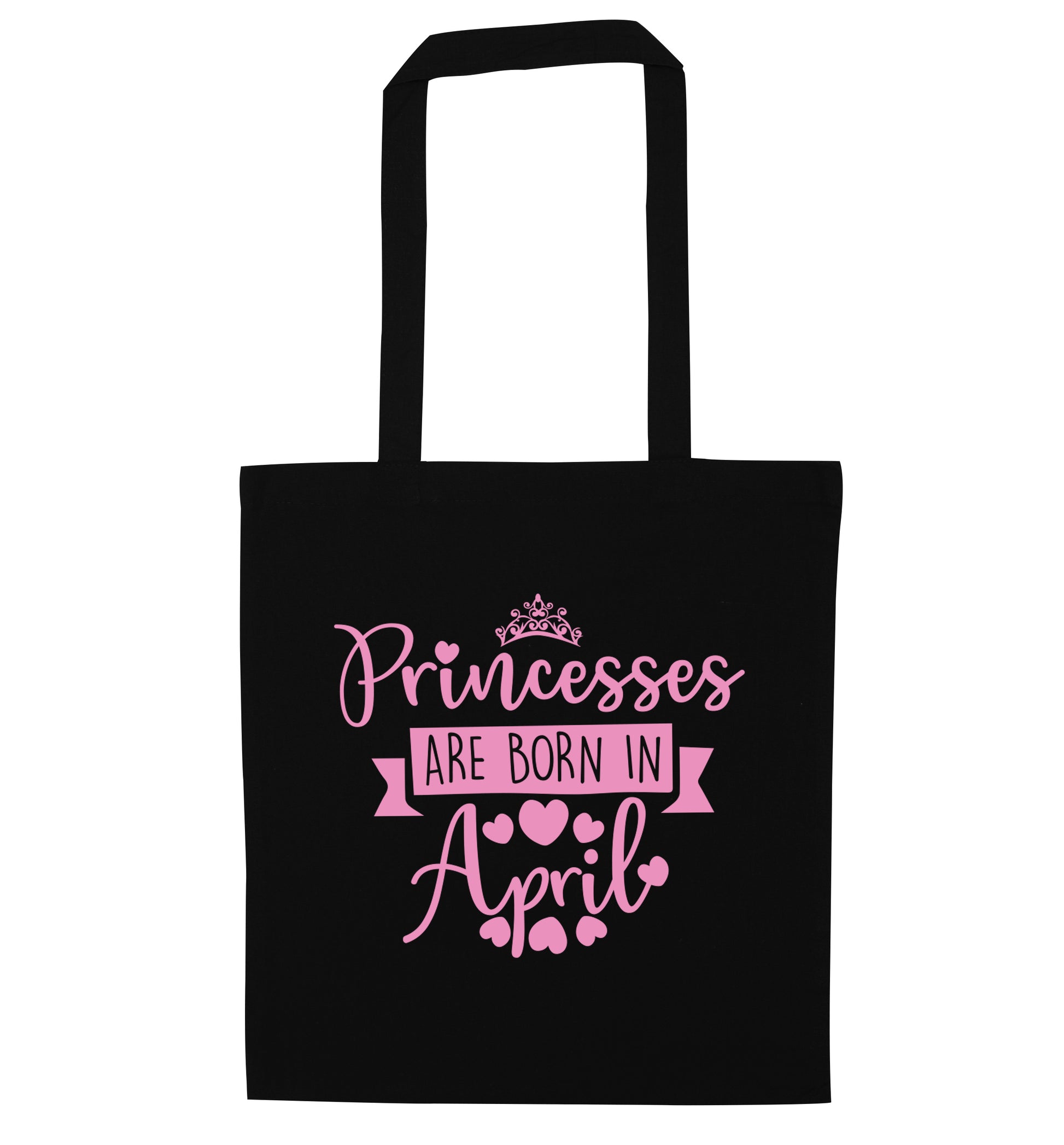 Princesses are born in April black tote bag