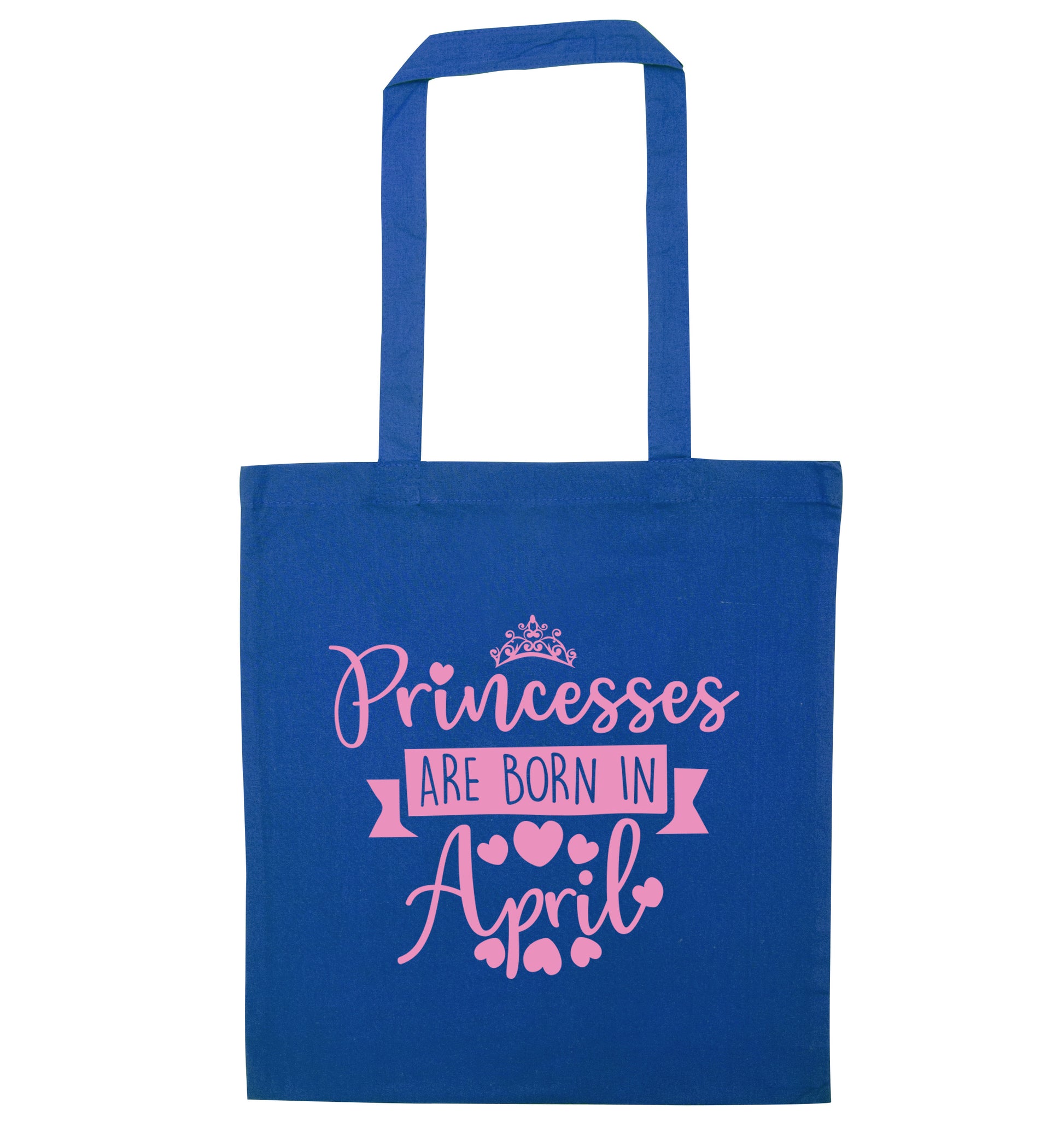 Princesses are born in April blue tote bag