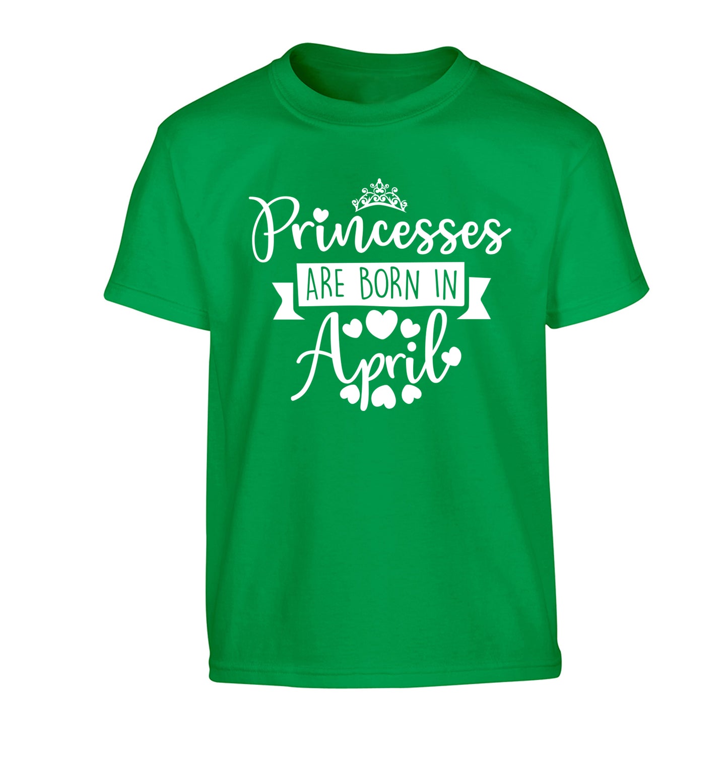Princesses are born in April Children's green Tshirt 12-13 Years