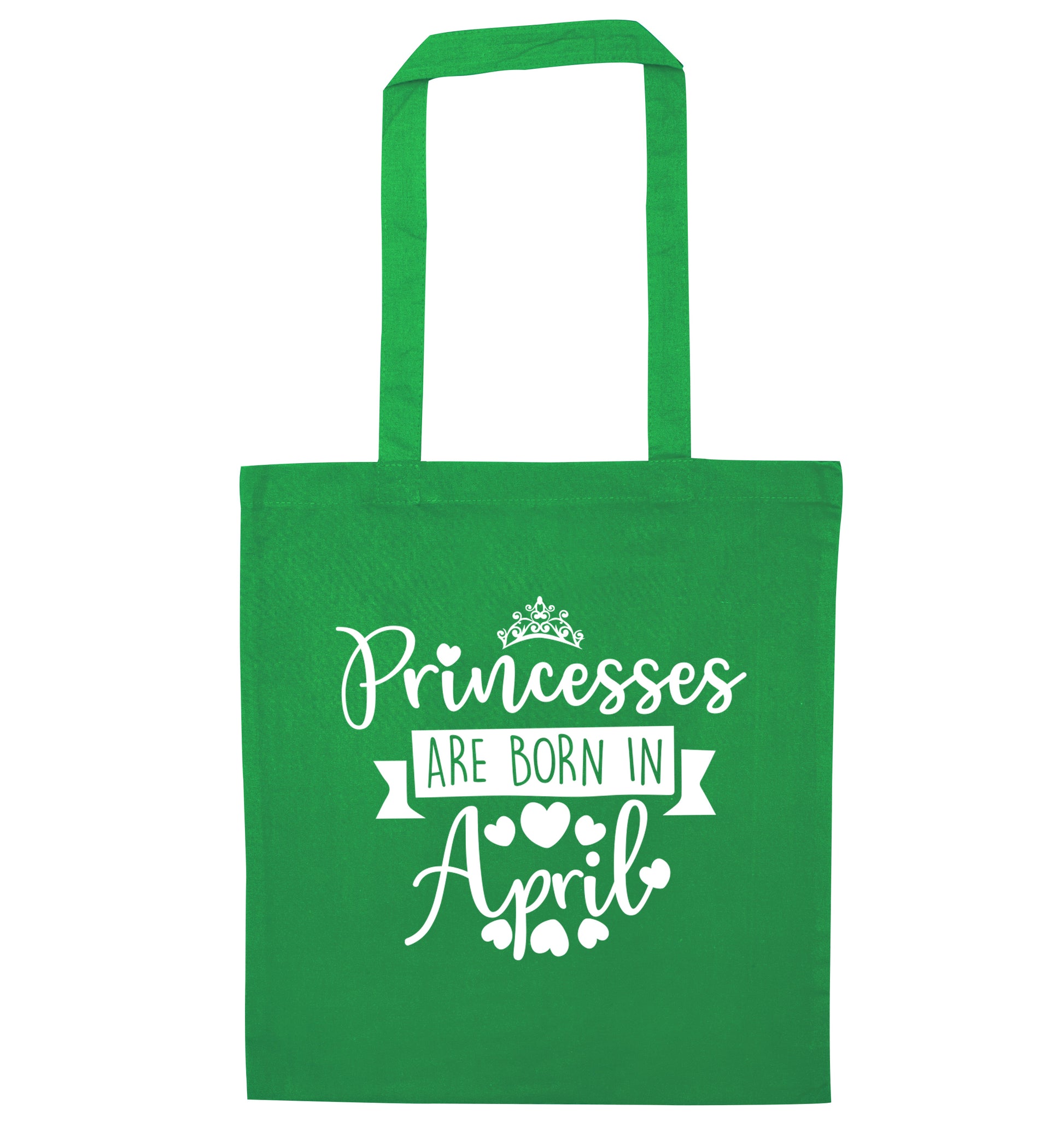Princesses are born in April green tote bag