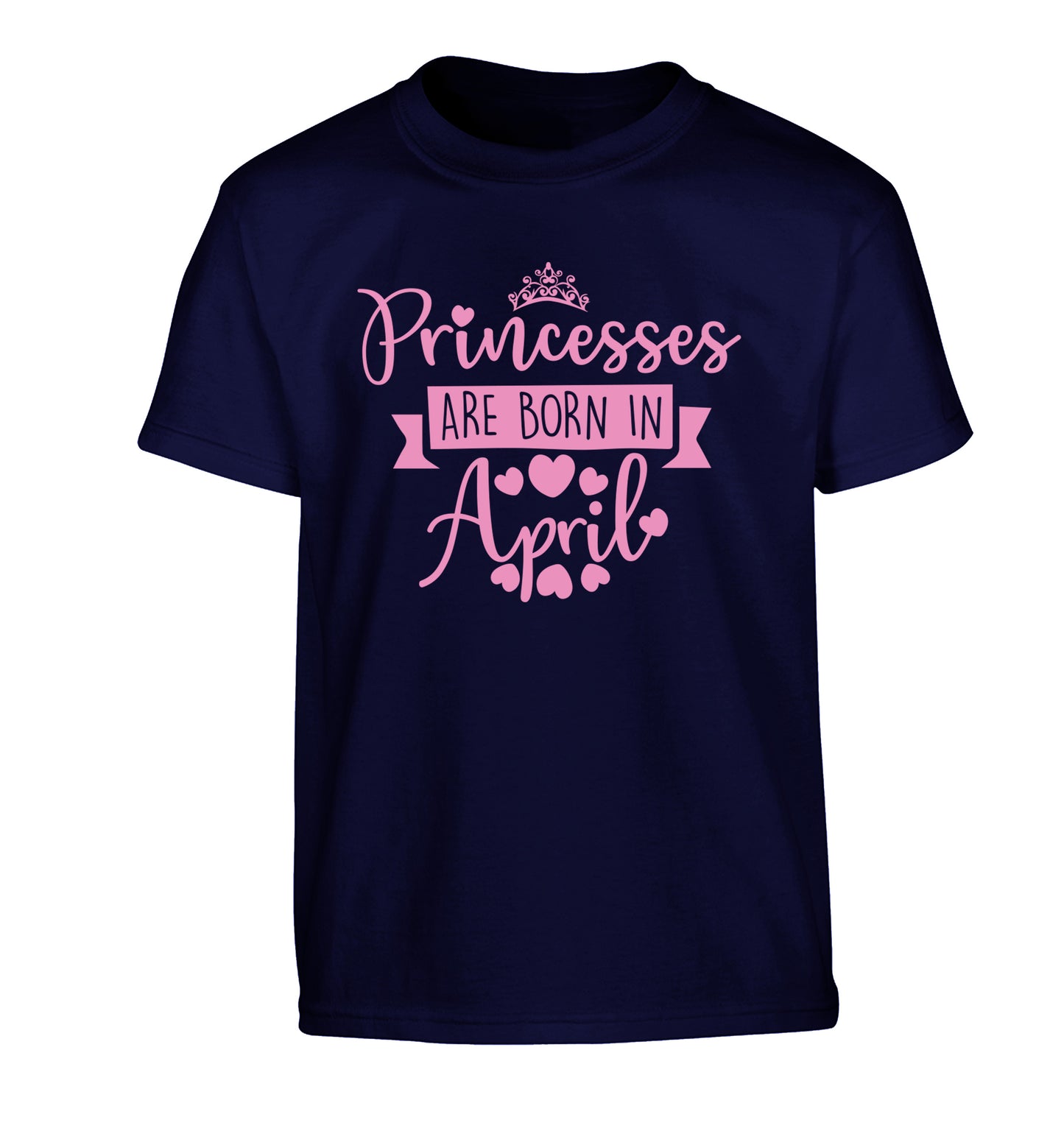 Princesses are born in April Children's navy Tshirt 12-13 Years