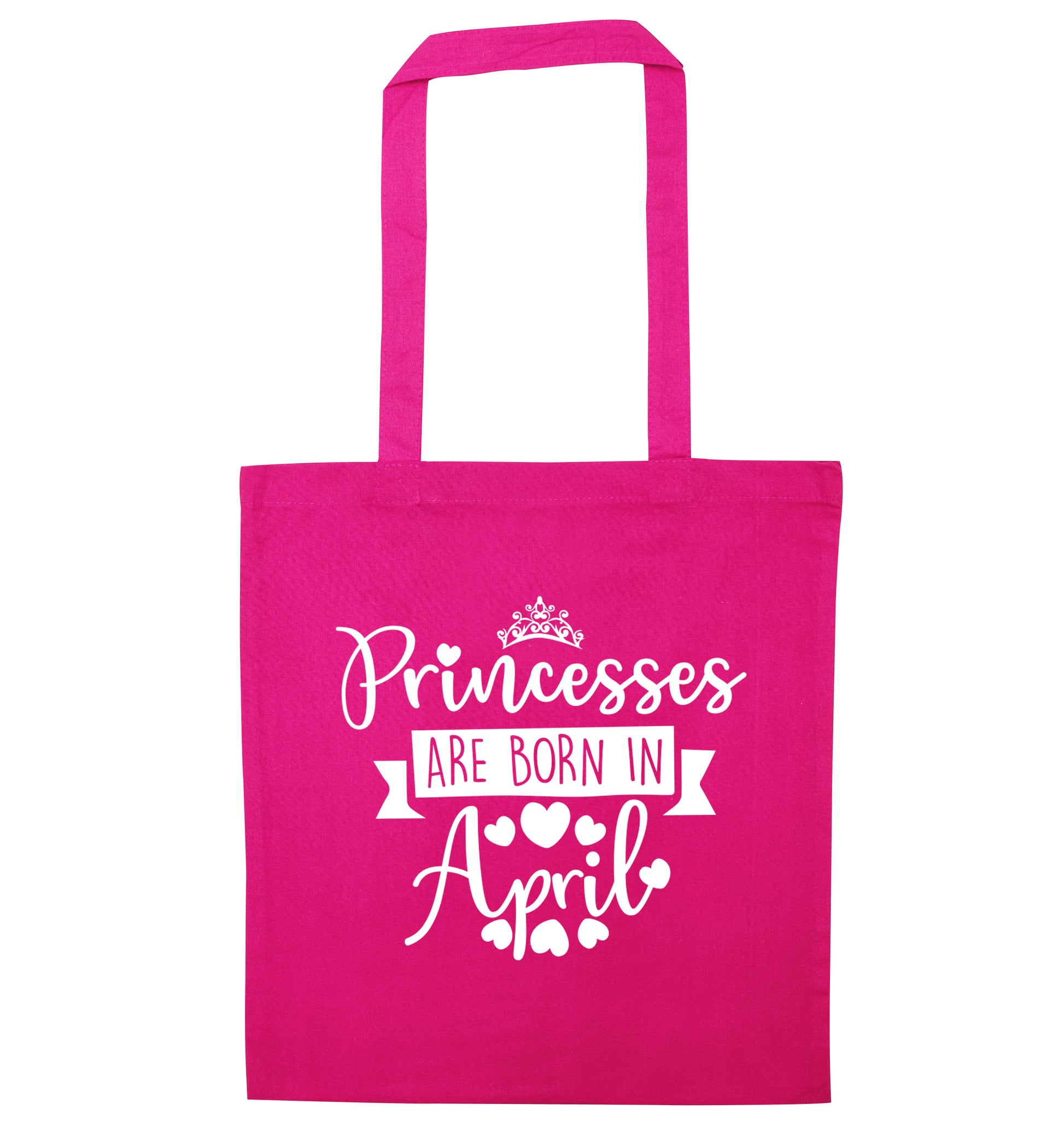 Princesses are born in April pink tote bag