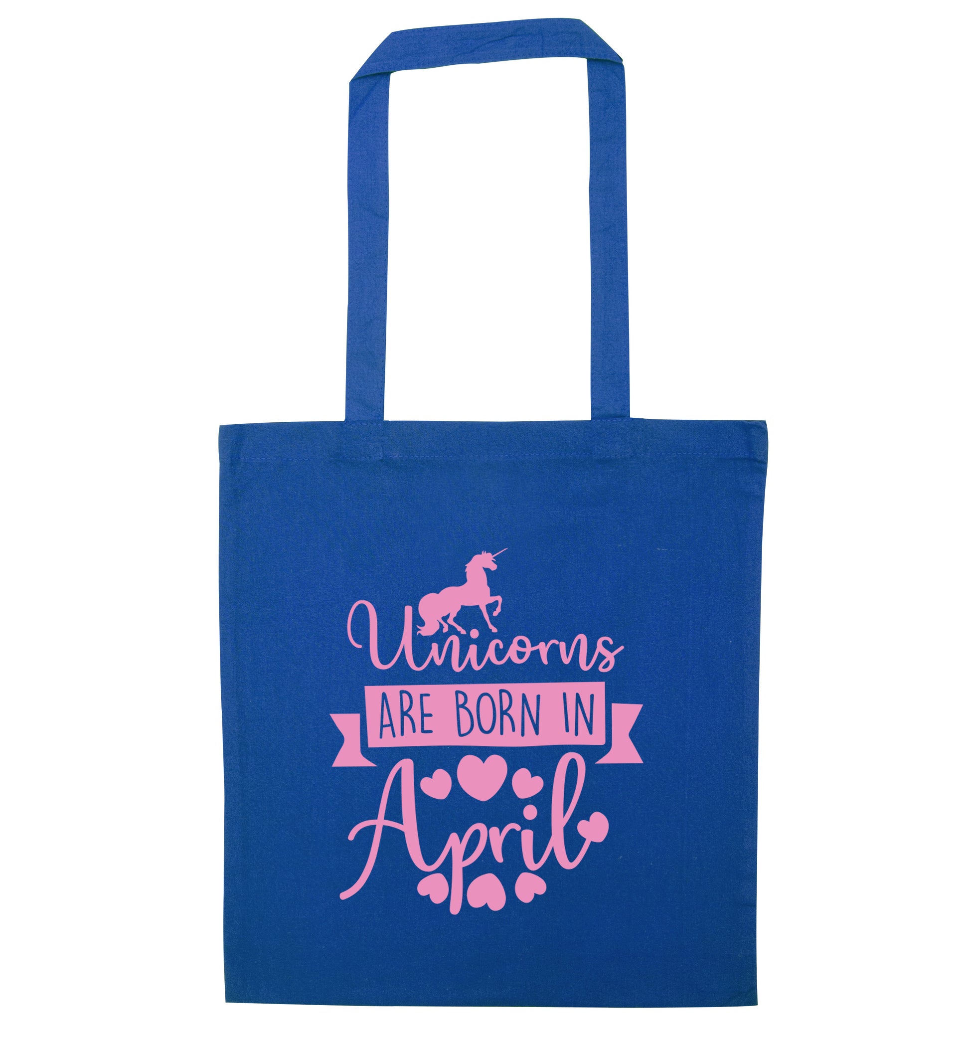 Unicorns are born in April blue tote bag