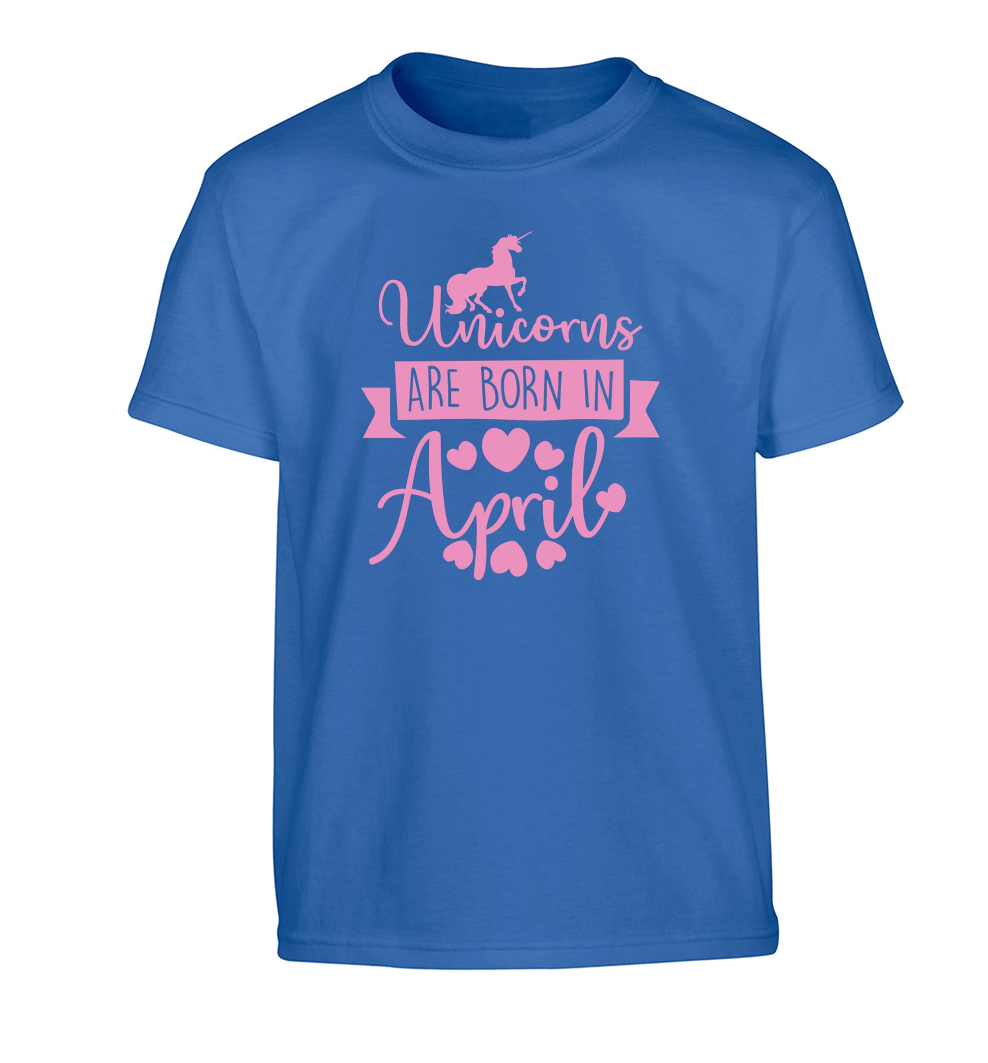 Unicorns are born in April Children's blue Tshirt 12-13 Years