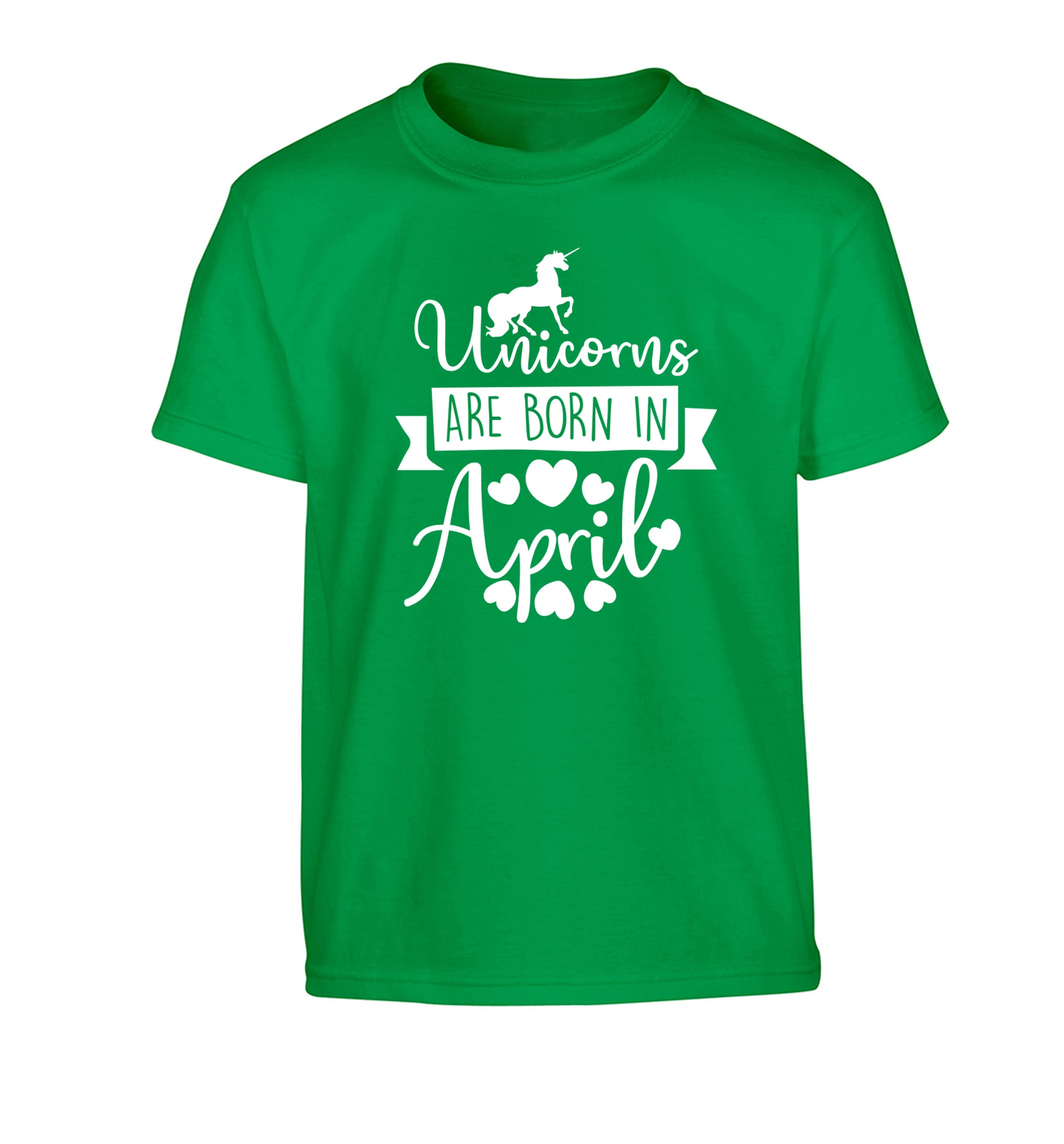 Unicorns are born in April Children's green Tshirt 12-13 Years